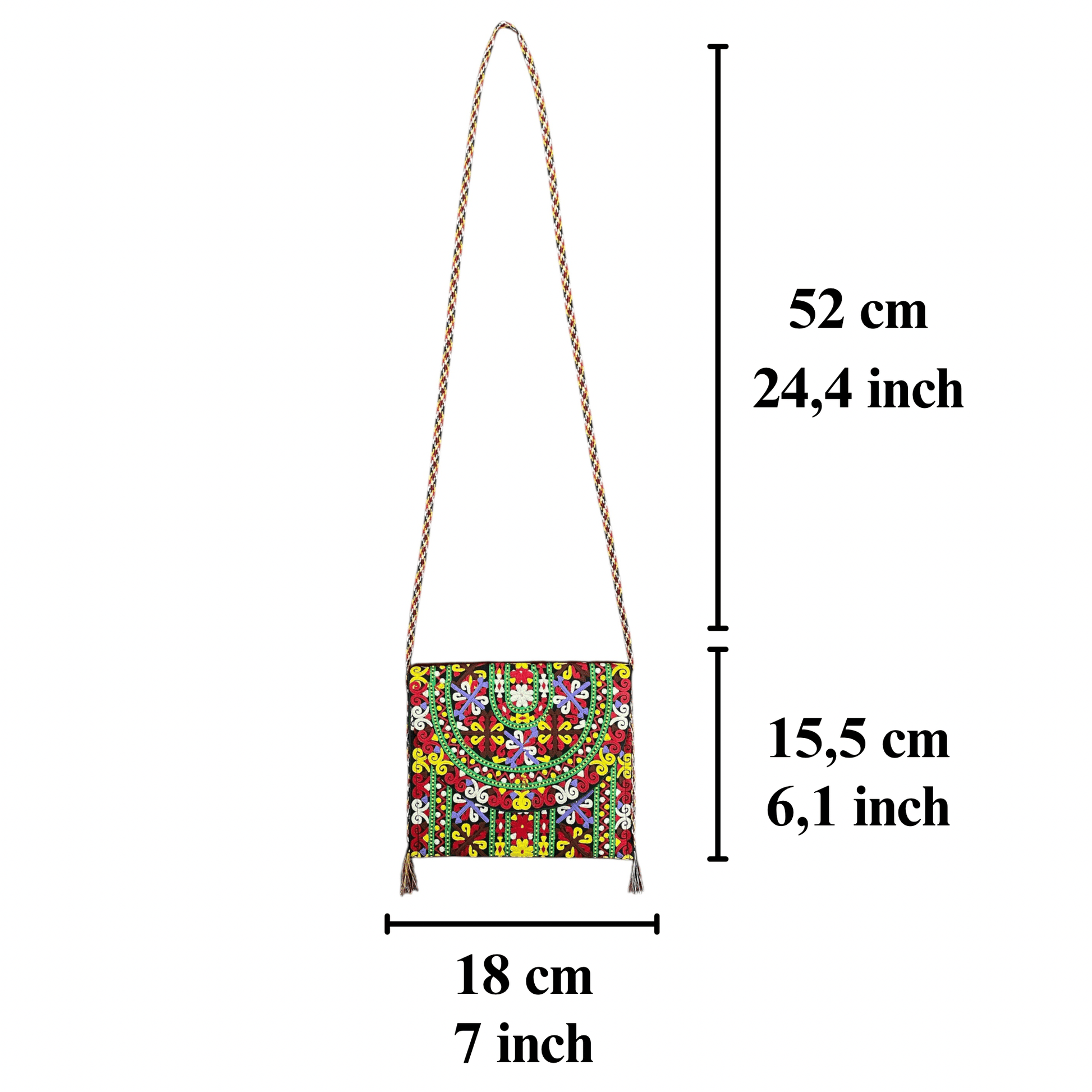 Bohemian Women's Colorful Turkmen Sling Shoulder Bag - Kilim Art Gallery