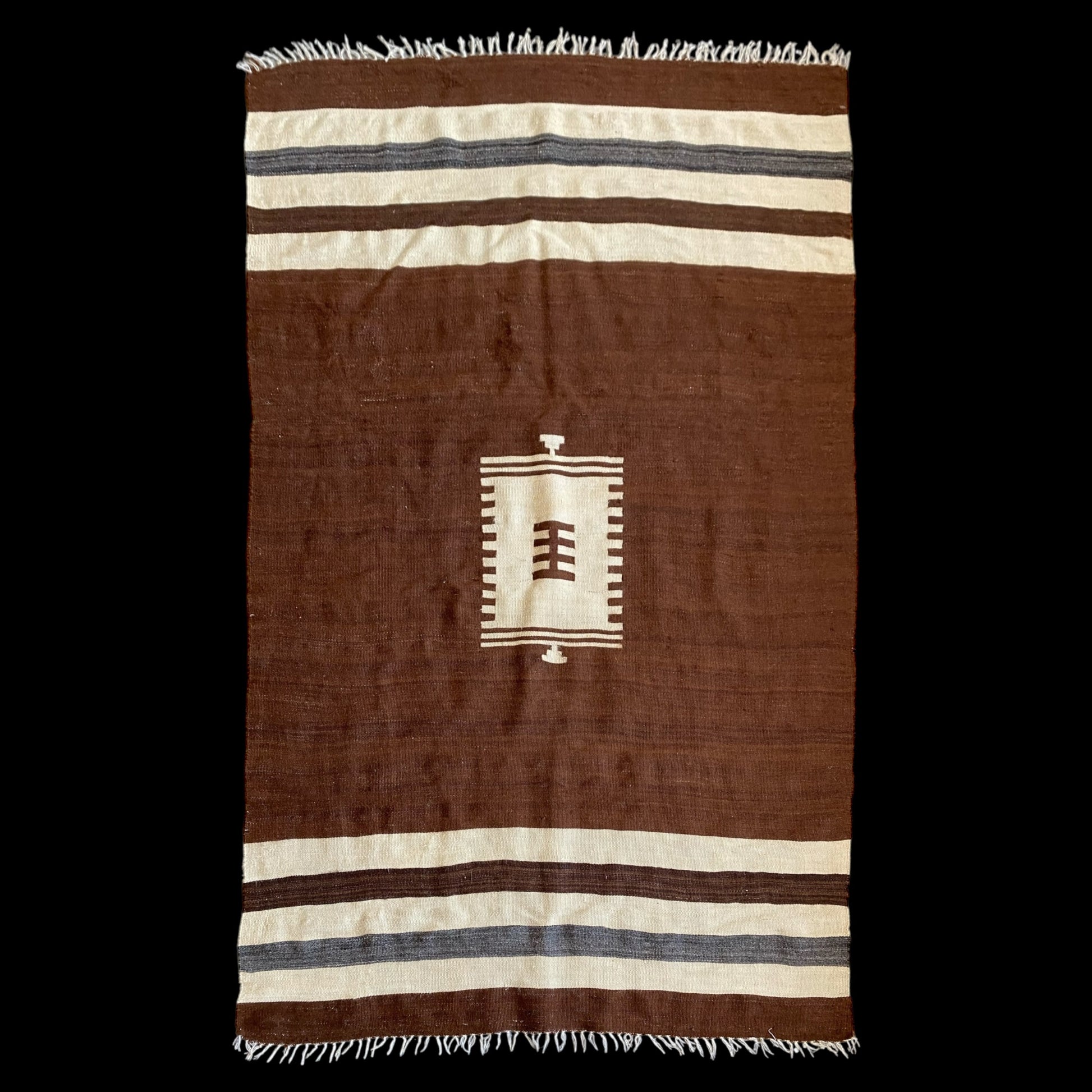 Brown Angora Mohair Siirt Blanket Kilim Rug - Kilim Art Gallery