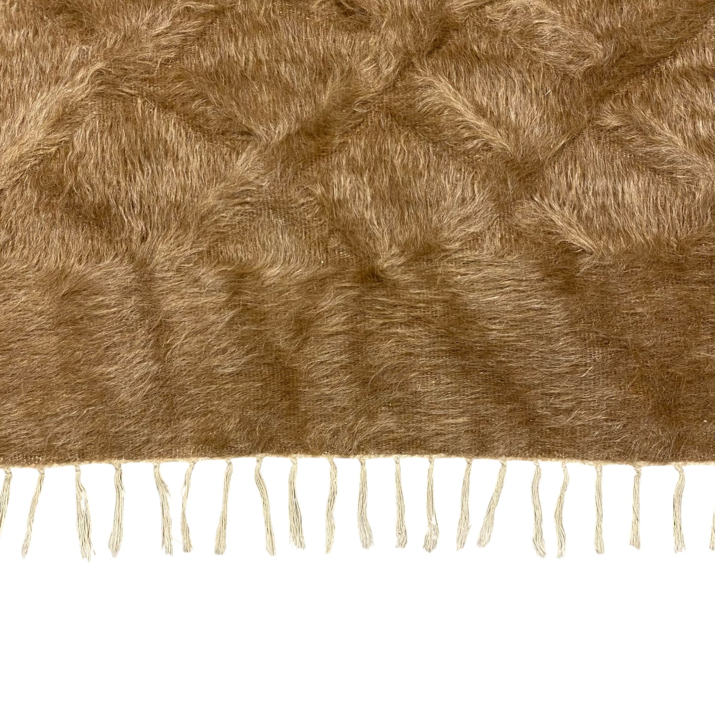 Brown Simple Minimalist Turkish Siirt Blanket Angora Mohair Kelim Rug - Kilim Art Gallery