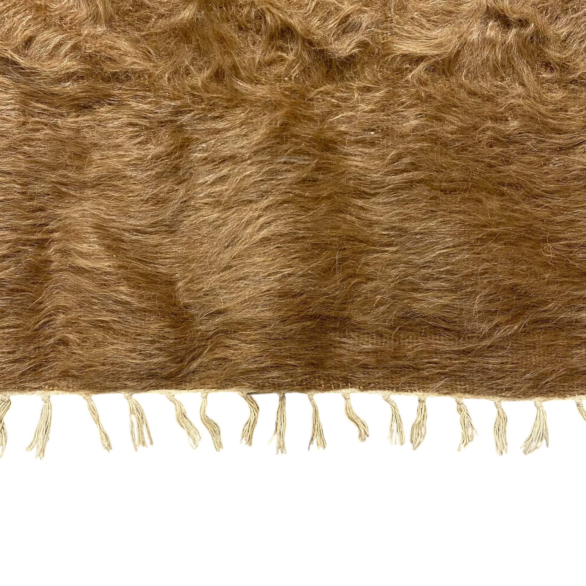 Brown Simple Minimalist Turkish Siirt Blanket Angora Mohair Kelim Rug - Kilim Art Gallery