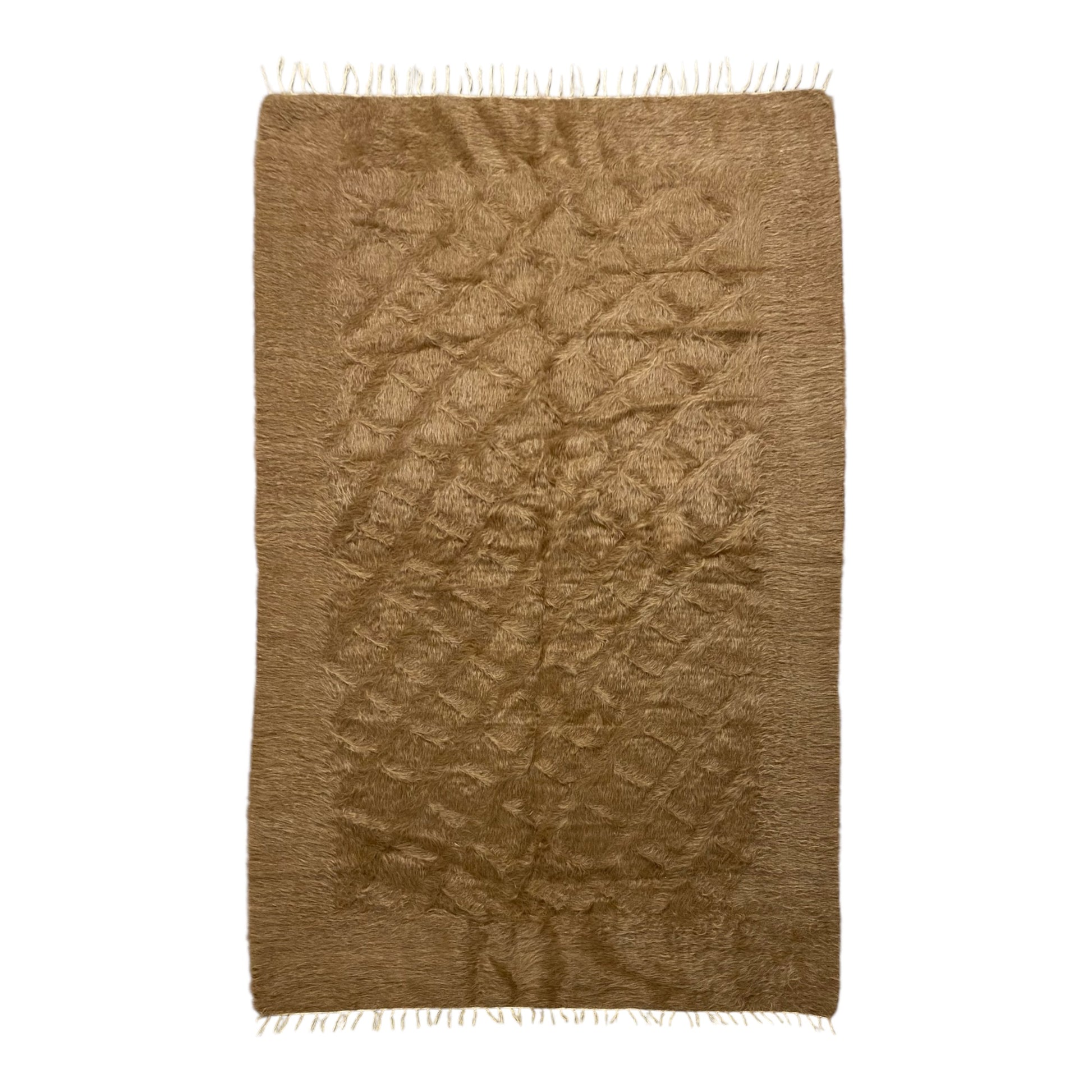 Brown Simple Minimalist Turkish Siirt Blanket Angora Mohair Kelim Rug - Kilim Art Gallery