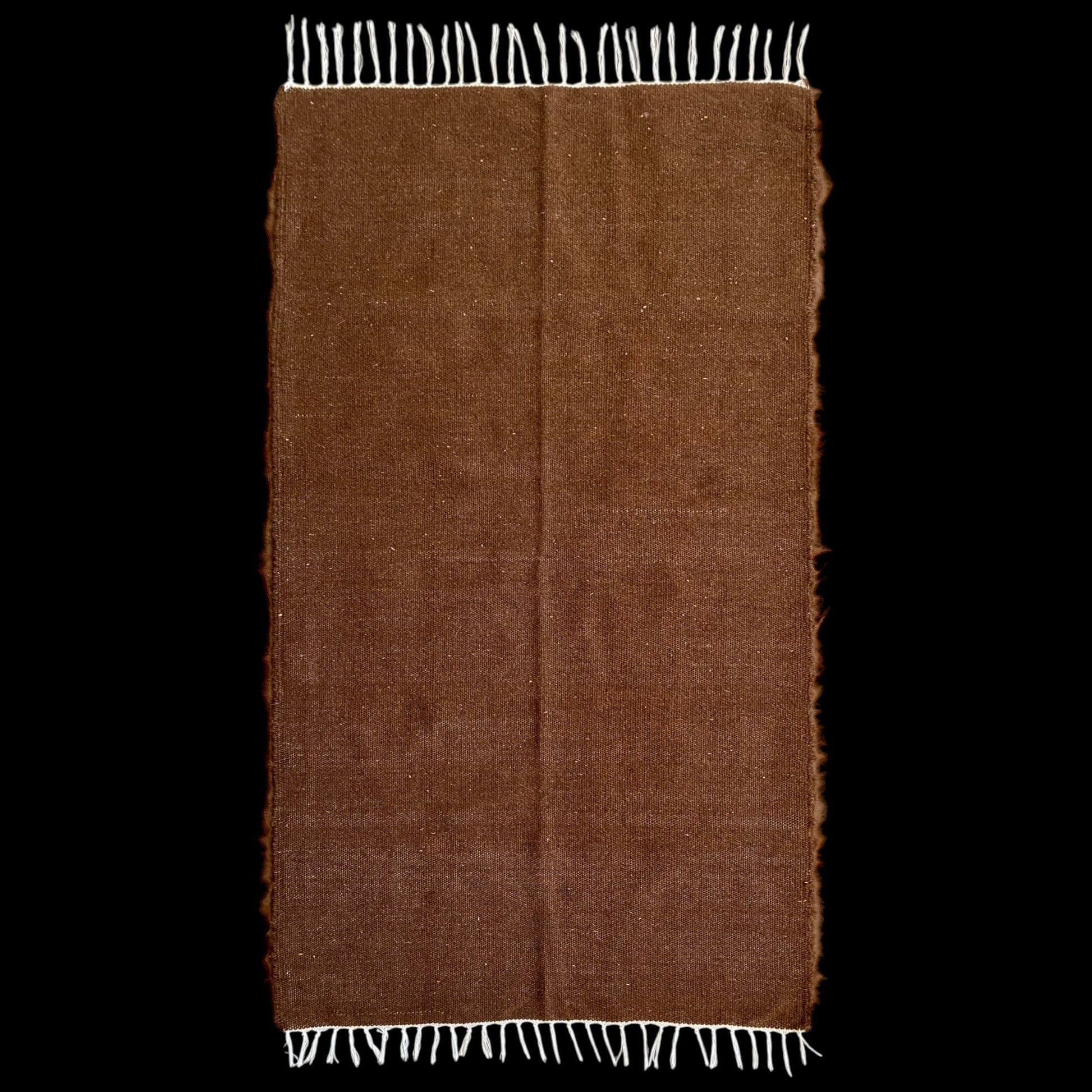 Brown Simple Plain Angora Mohair Turkish Siirt Blanket Kilim Rug - Kilim Art Gallery