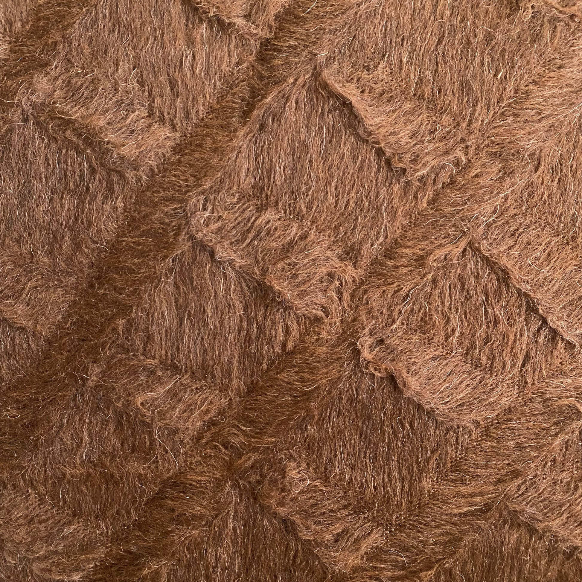 Brown Simple Plain Angora Mohair Turkish Siirt Blanket Kilim Rug - Kilim Art Gallery