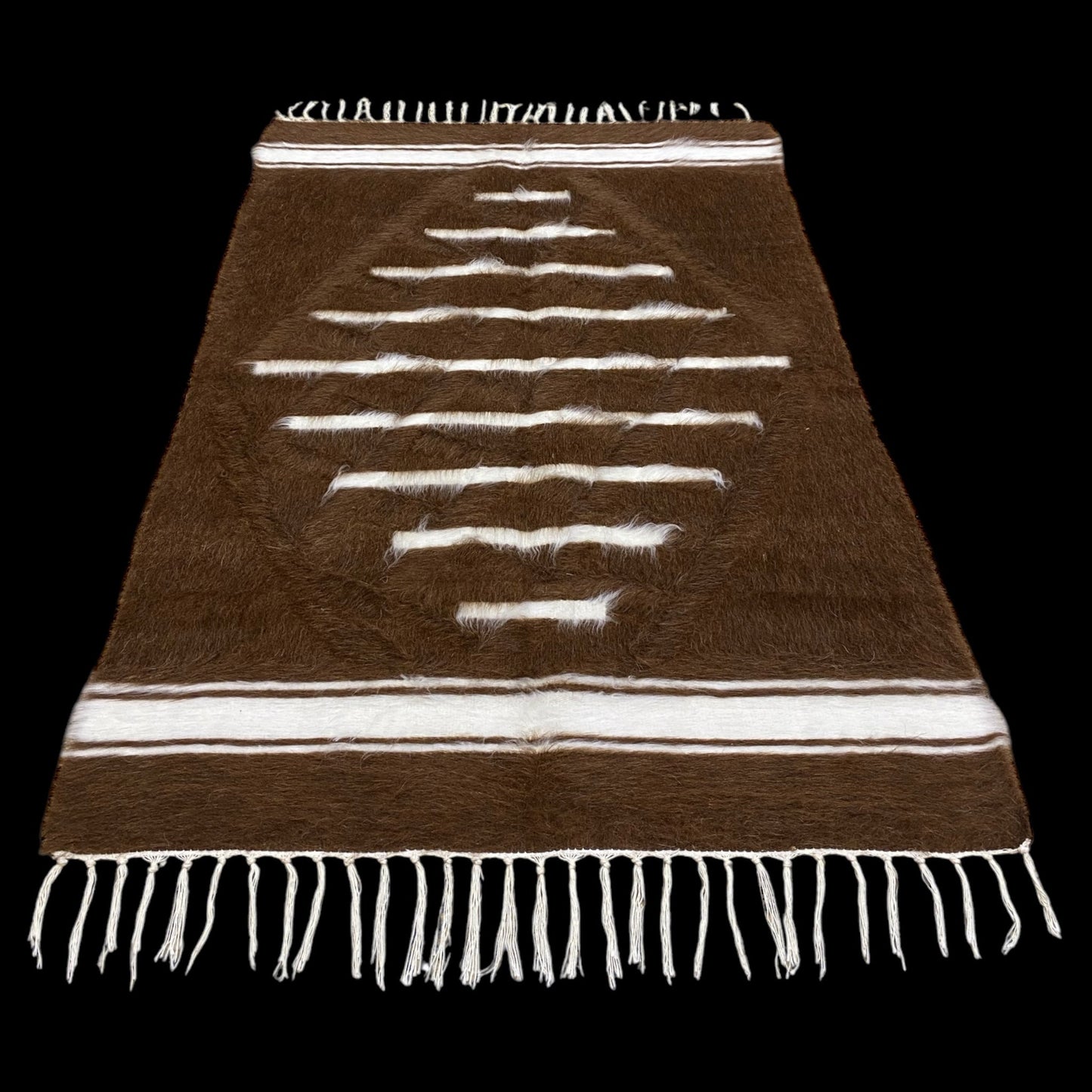 Brown Striped Turkish Siirt Blanket - Kilim Art Gallery