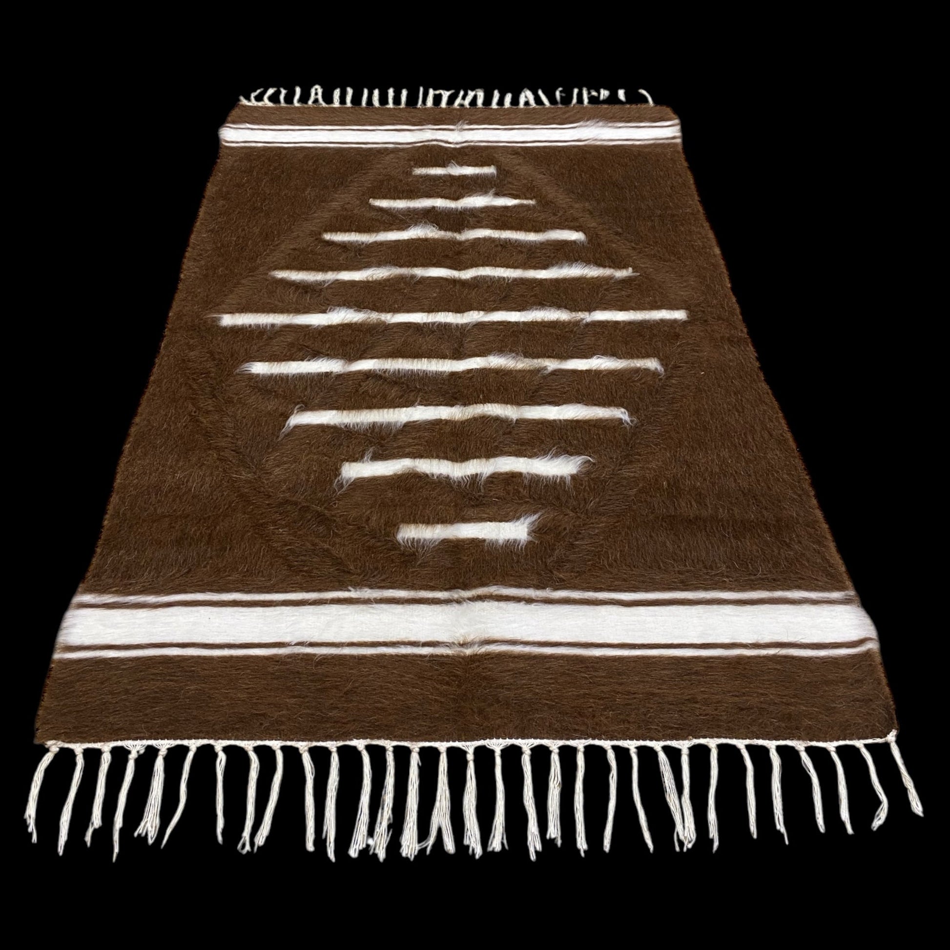 Brown Striped Turkish Siirt Blanket - Kilim Art Gallery