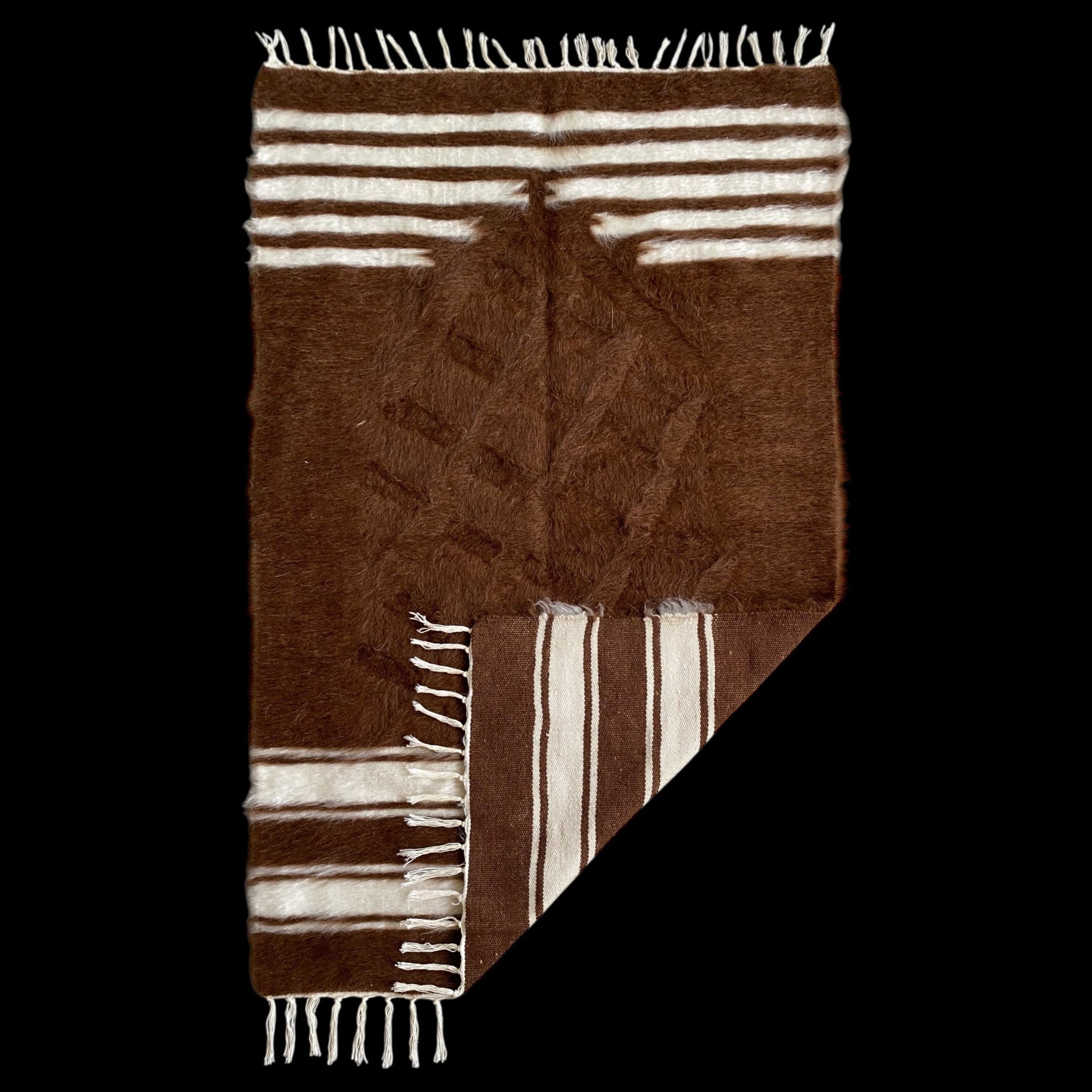Brown Turkish Siirt Angora Mohair Blanket Kilim Prayer Rug - Kilim Art Gallery