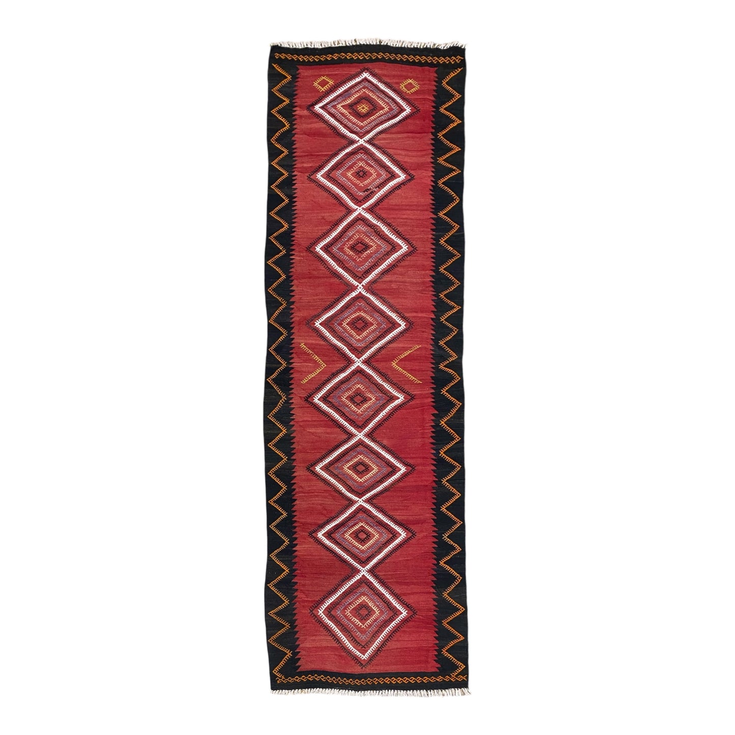 Cappadocia Red Black Kilim Runner Rug - Kilim Art Gallery