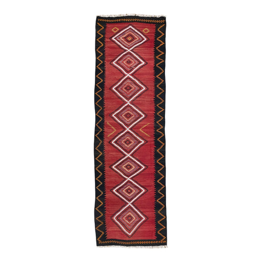 Cappadocia Red Black Kilim Runner Rug - Kilim Art Gallery