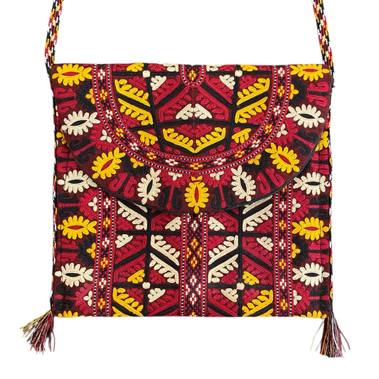 Central Asian Embroidered Colorful Ethnic Sling Bag - Kilim Art Gallery