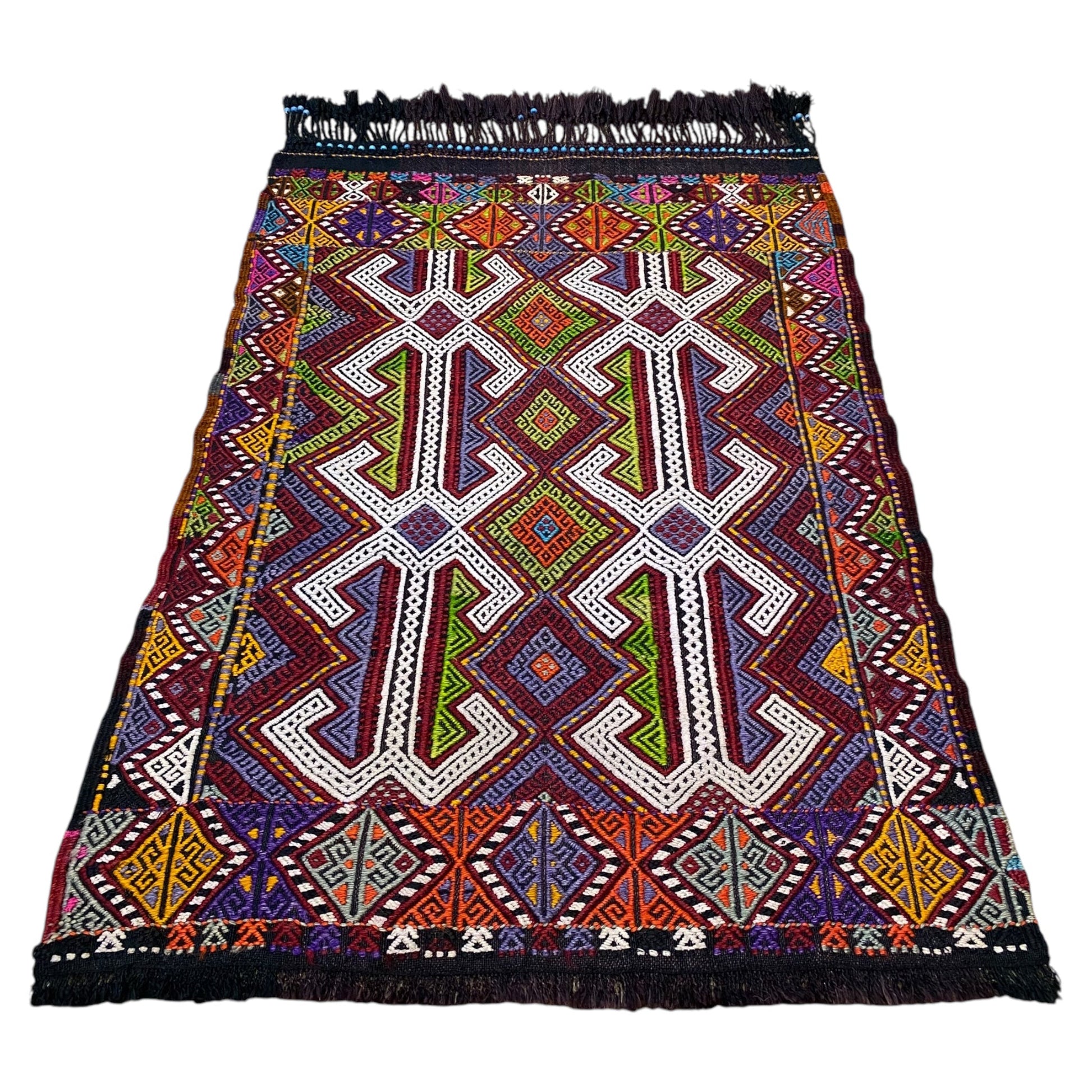 Collectable Nomadic Dowry Cicim Jijim Kilim Rug - Kilim Art Gallery