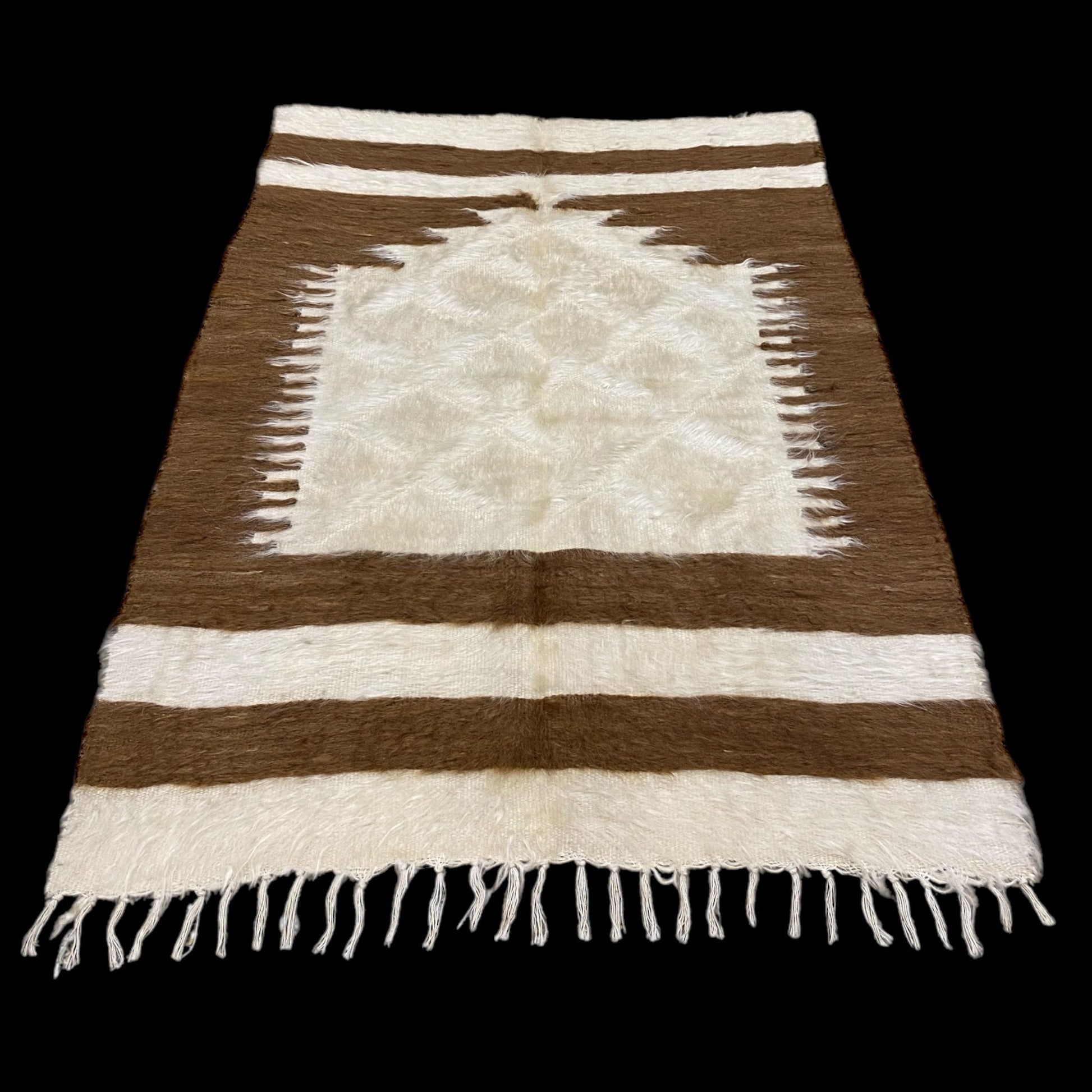 Collectable Small Angora lint made Mohair Siirt Blanket Prayer Kilim Rug - Kilim Art Gallery