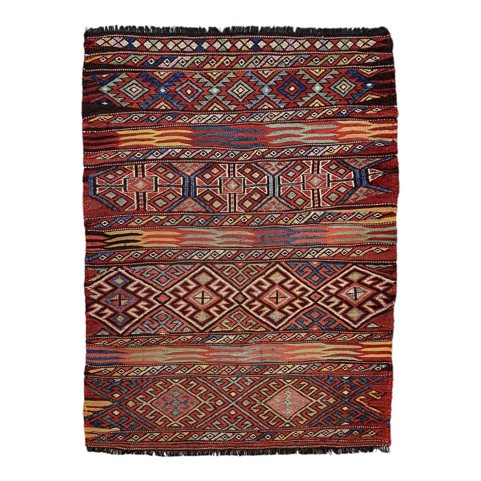 Collectable Tribal Nomadic Soumak Kilim Rug - Kilim Art Gallery