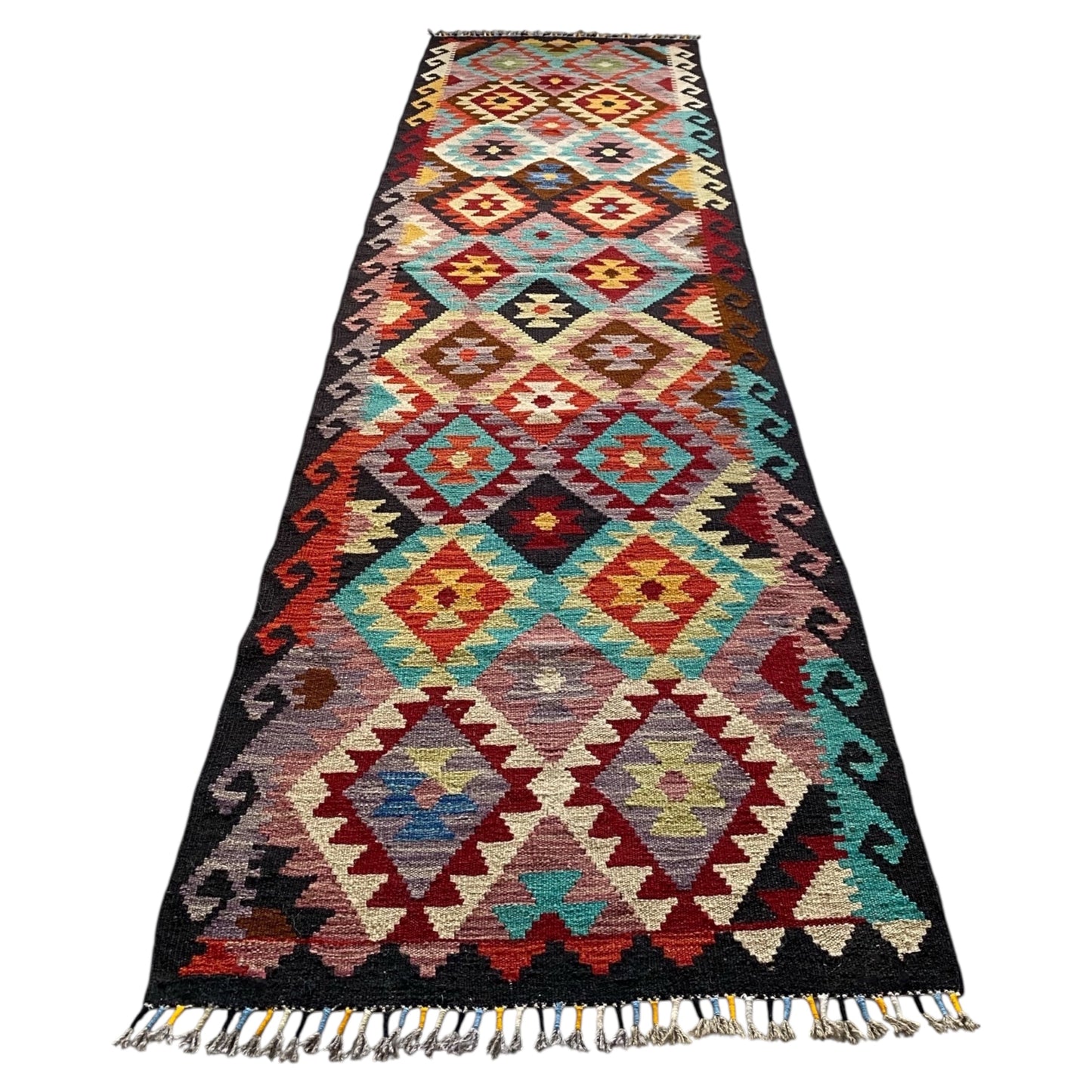 Colorful Bohemian Geometric Aztec Design Kilim Hallway Runner Rug Kitchen Runner - Kilim Art Gallery