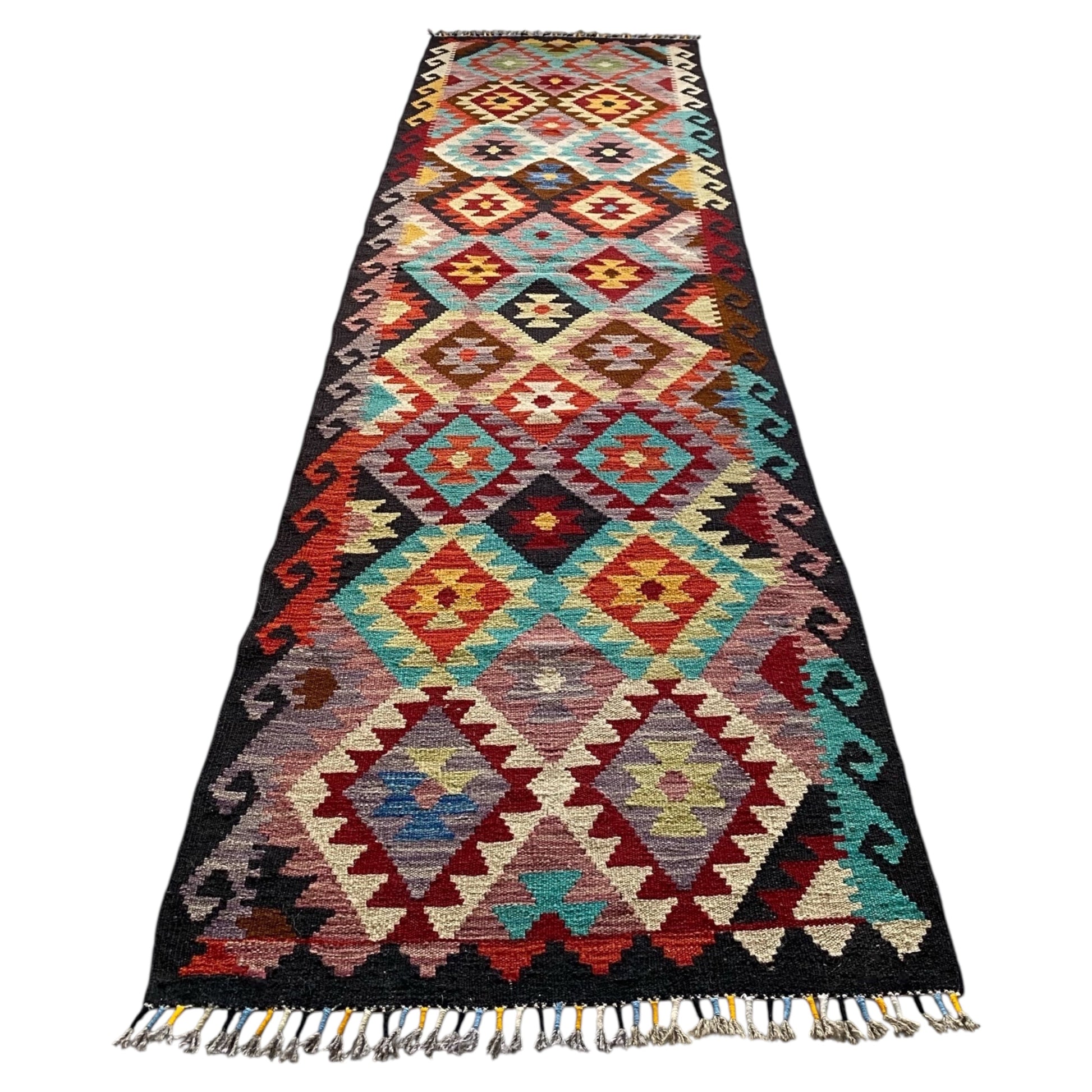 Colorful Bohemian Geometric Aztec Design Kilim Hallway Runner Rug Kitchen Runner - Kilim Art Gallery