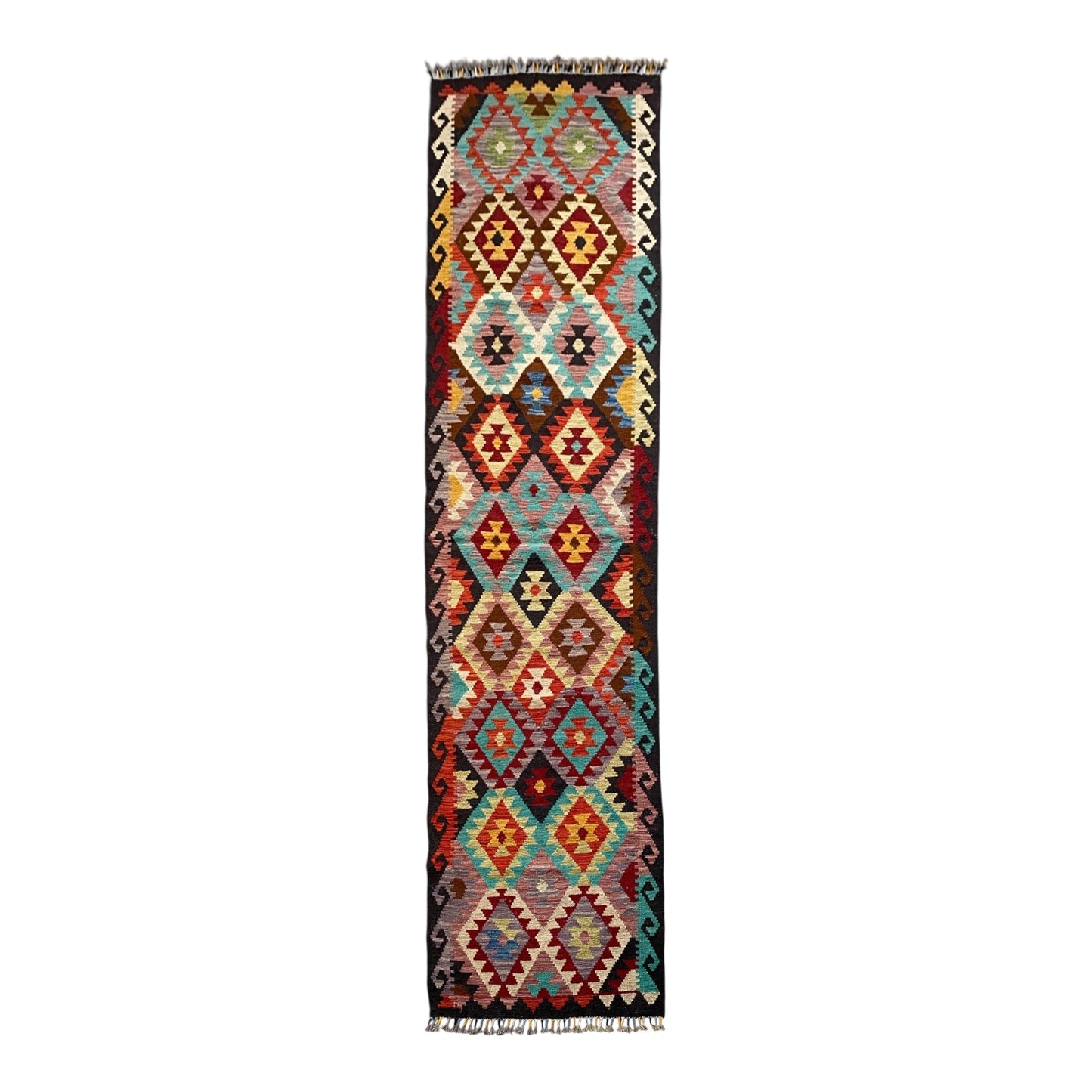 Colorful Bohemian Geometric Aztec Design Kilim Hallway Runner Rug Kitchen Runner - Kilim Art Gallery