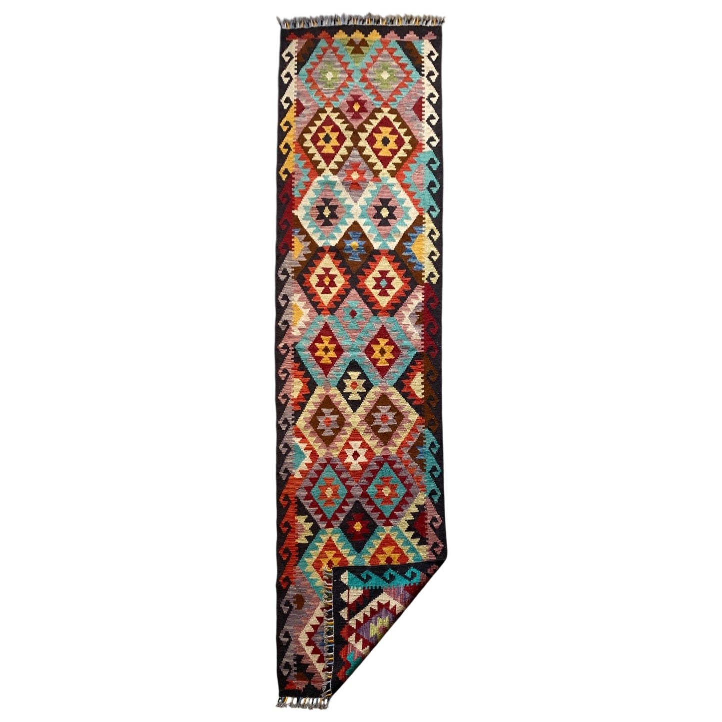 Colorful Bohemian Geometric Aztec Design Kilim Hallway Runner Rug Kitchen Runner - Kilim Art Gallery