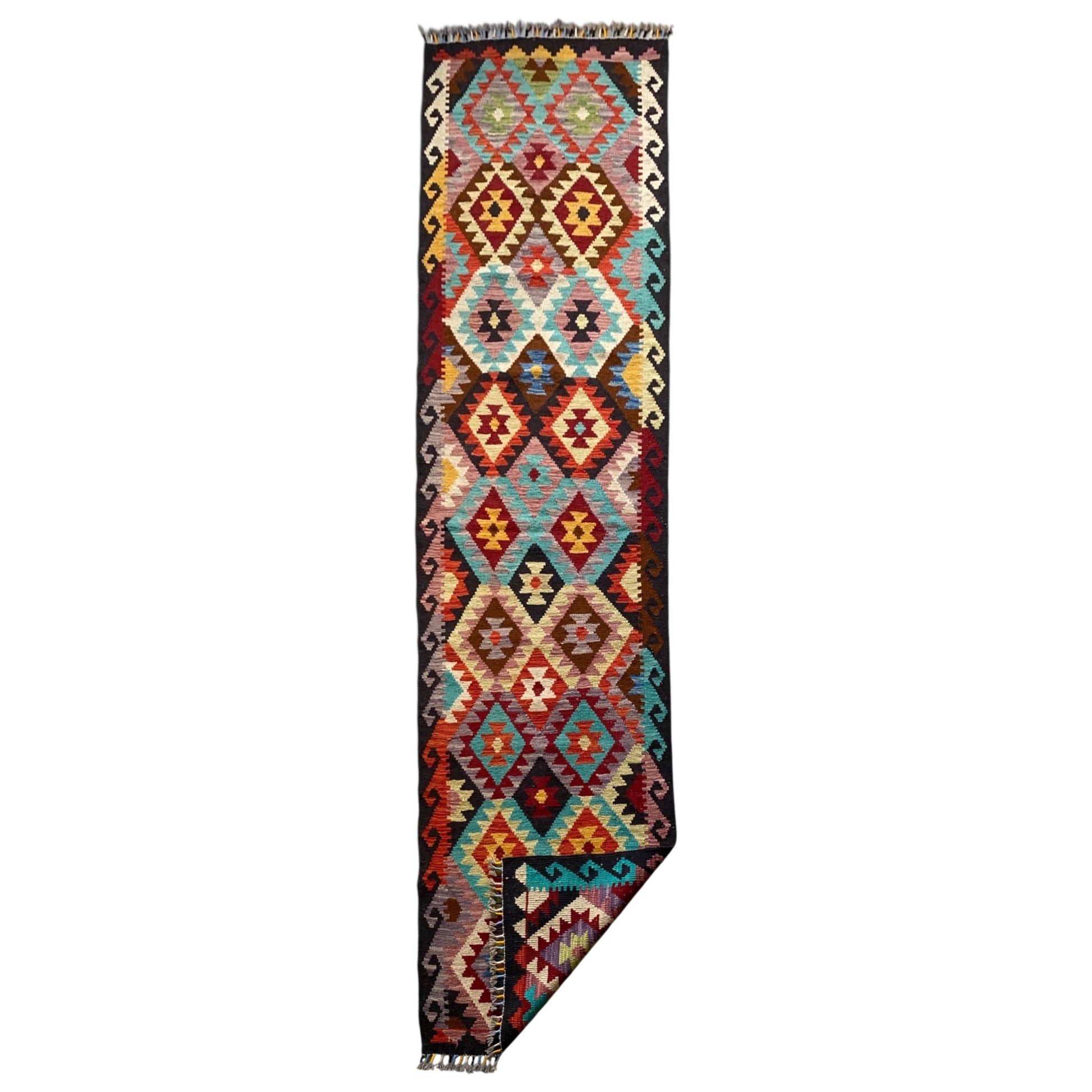 Colorful Bohemian Geometric Aztec Design Kilim Hallway Runner Rug Kitchen Runner - Kilim Art Gallery