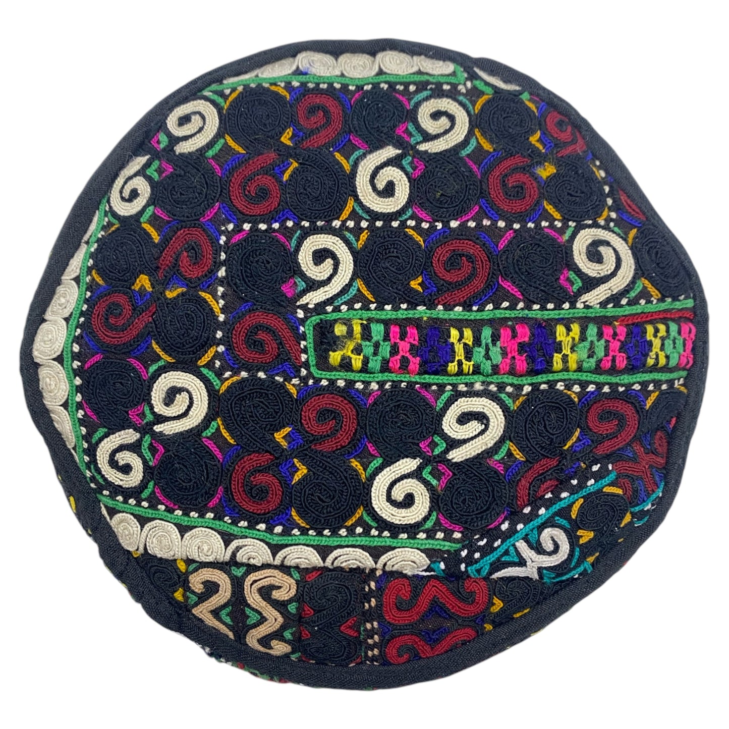 Colorful Pink Tribal Embroidered Hat - Kilim Art Gallery