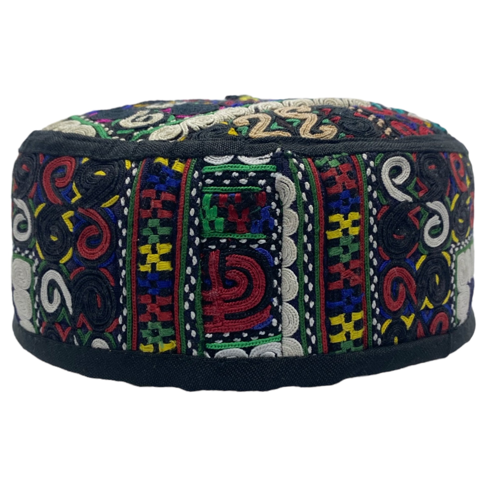 Colorful Pink Tribal Embroidered Hat - Kilim Art Gallery