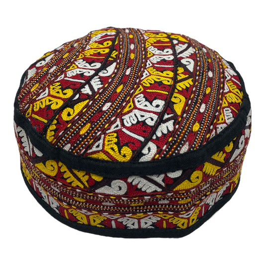 Colorful Red Yellow White Hat - Kilim Art Gallery