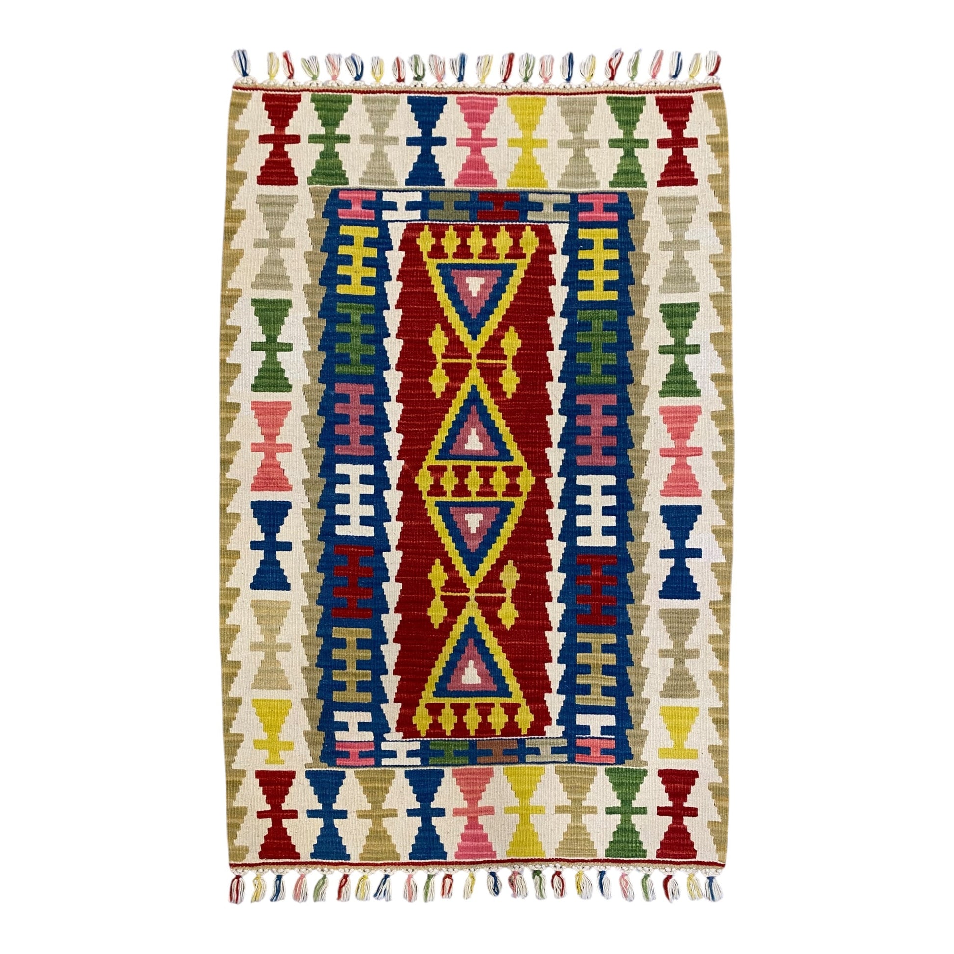 Colorful Wool Turkish Kayseri Kelim Rug - Kilim Art Gallery
