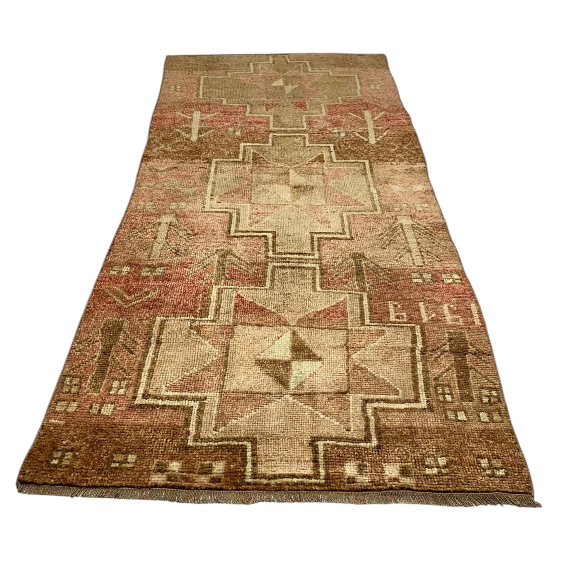 Dated Faded Muted Turkish Kars Runner Rug - Kilim Art Gallery