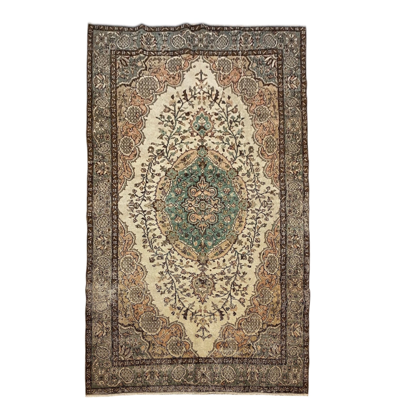 DECORATIVE VINTAGE DISTRESSED TURKISH OUSHAK AREA RUG - Kilim Art Gallery
