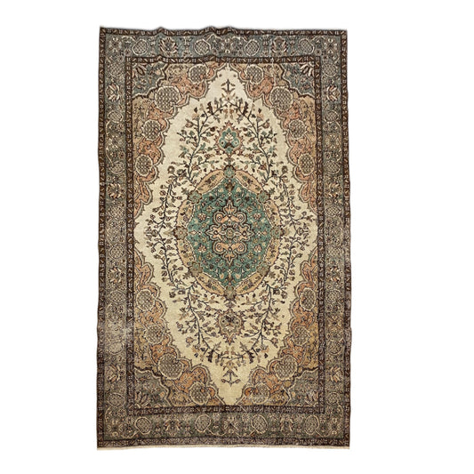 DECORATIVE VINTAGE DISTRESSED TURKISH OUSHAK AREA RUG - Kilim Art Gallery
