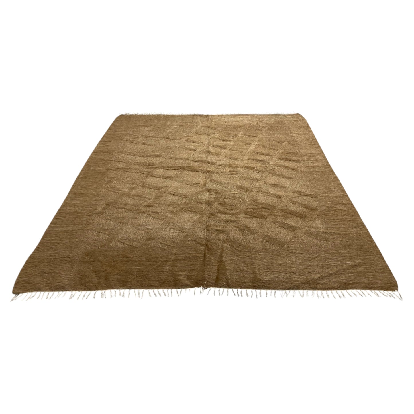 Extra Large Brown Angora Mohair Siirt Blanket Kilim Rug - Kilim Art Gallery