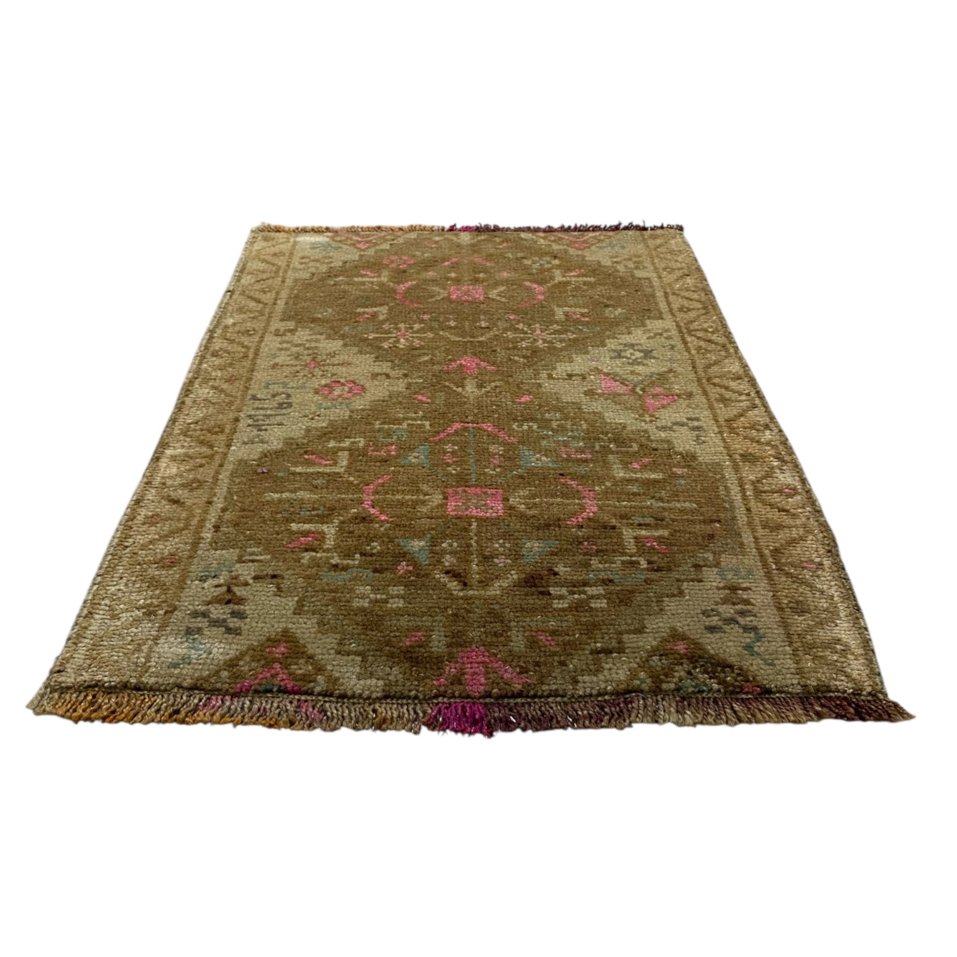 Faded Muted Pastel Small Tribal Carpet Rug Doormat - Kilim Art Gallery