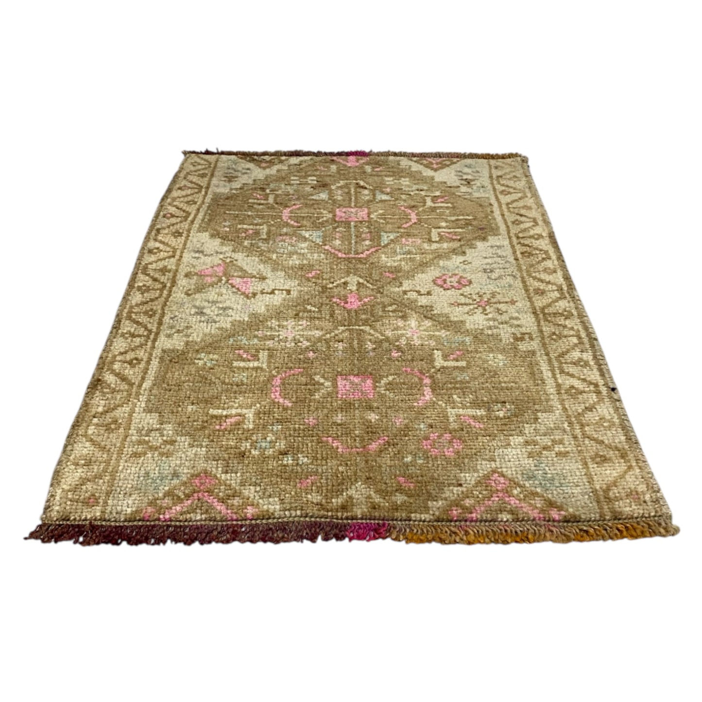 Faded Muted Pastel Small Tribal Carpet Rug Doormat - Kilim Art Gallery