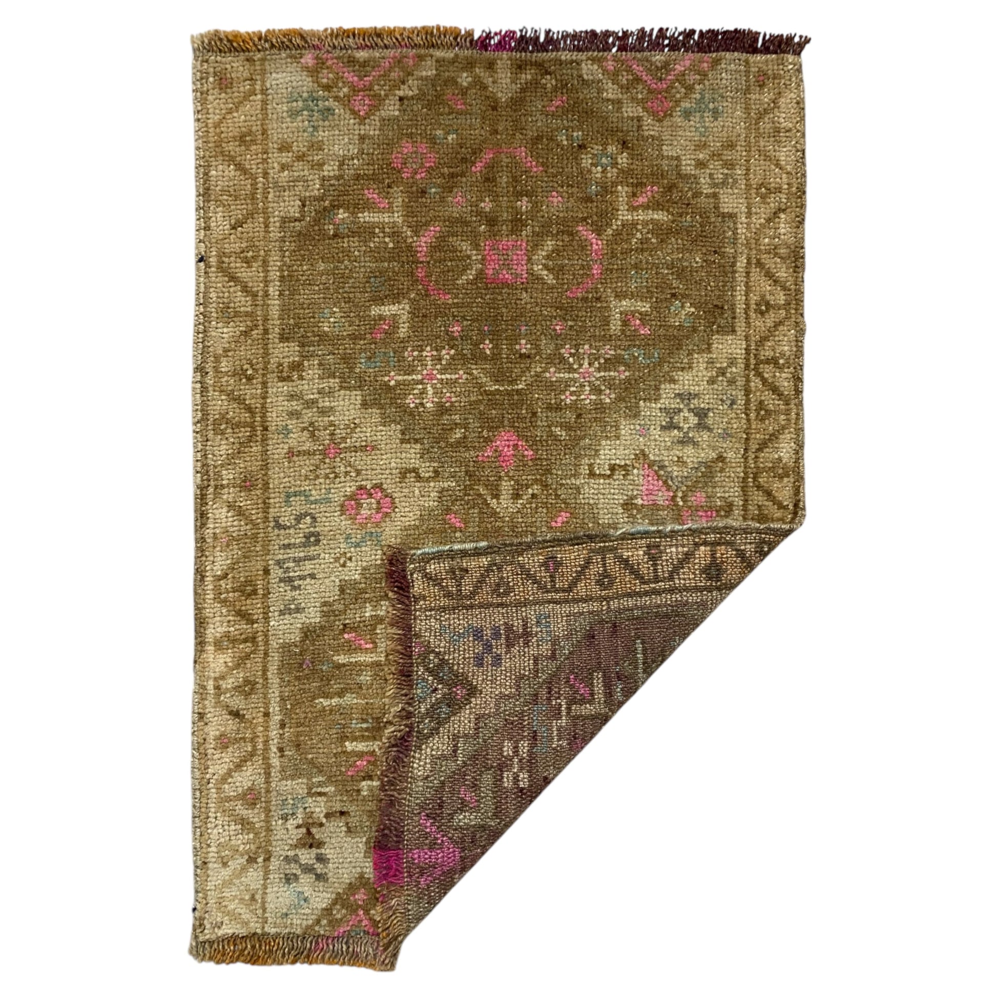 Faded Muted Pastel Small Tribal Carpet Rug Doormat - Kilim Art Gallery