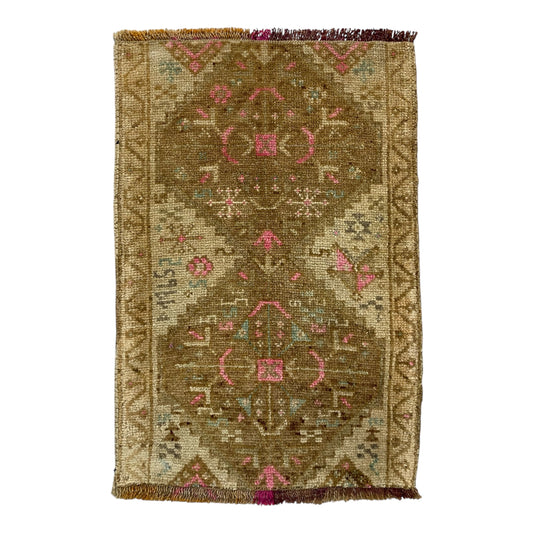 Faded Muted Pastel Small Tribal Carpet Rug Doormat - Kilim Art Gallery