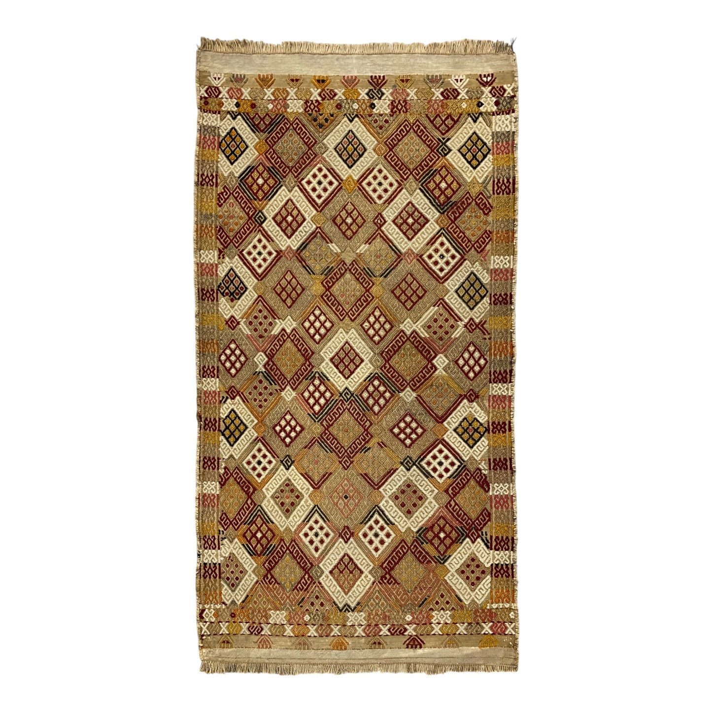 Finest Hand Woven and Embroidered Turkish Cicim Kilim Rug - Kilim Art Gallery