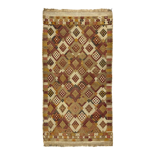 Finest Hand Woven and Embroidered Turkish Cicim Kilim Rug - Kilim Art Gallery