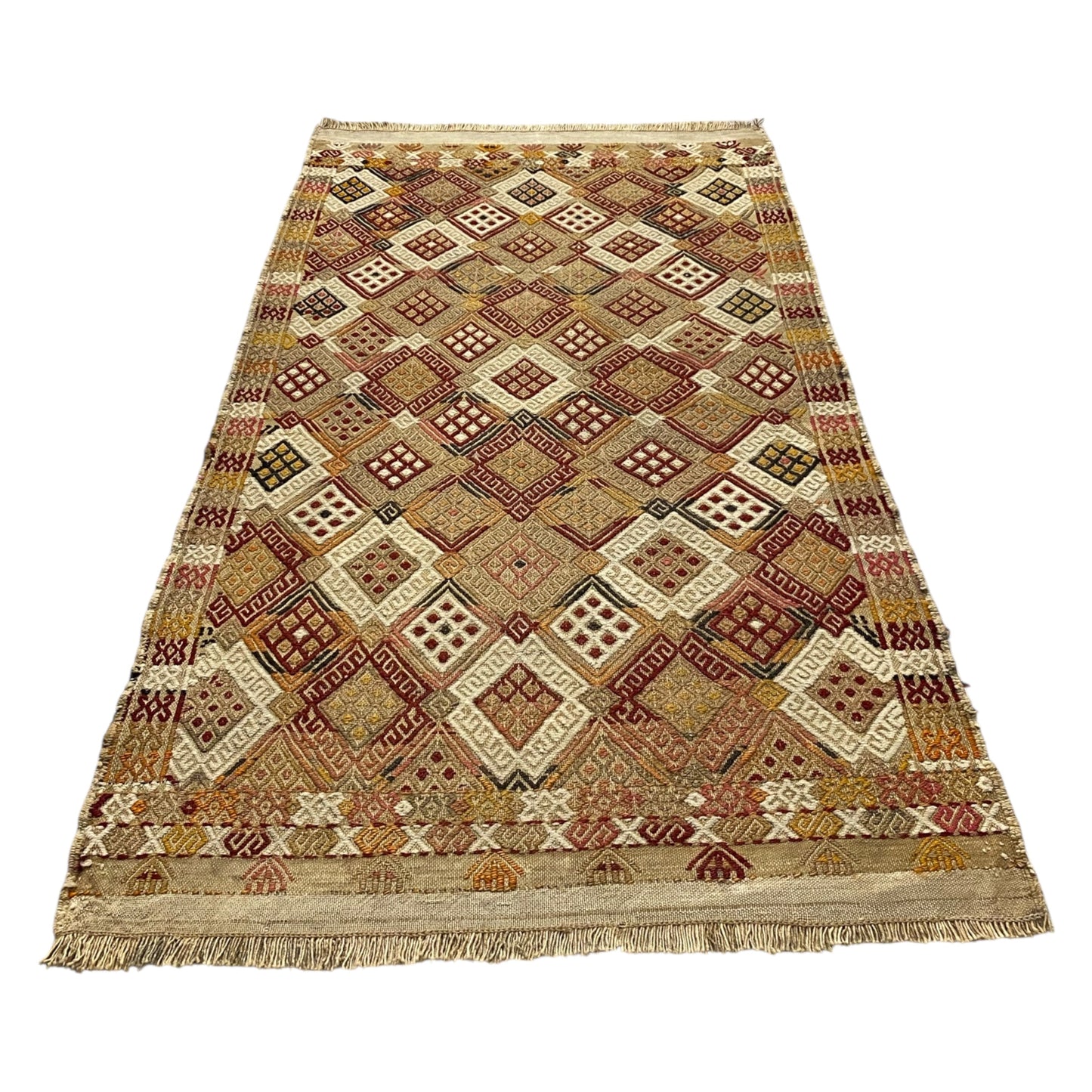 Finest Hand Woven and Embroidered Turkish Cicim Kilim Rug - Kilim Art Gallery