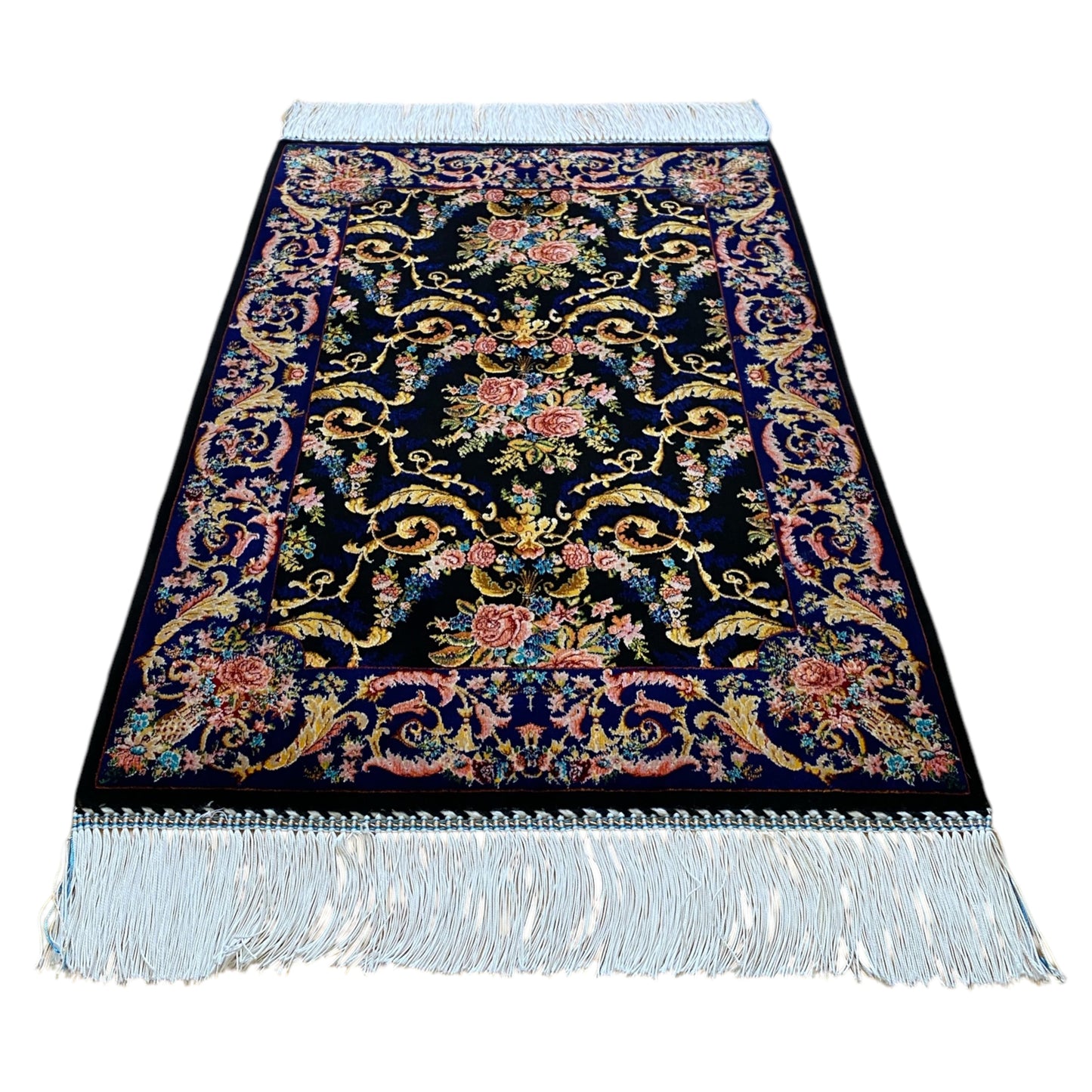 Floral Modal Silk Rug - Kilim Art Gallery