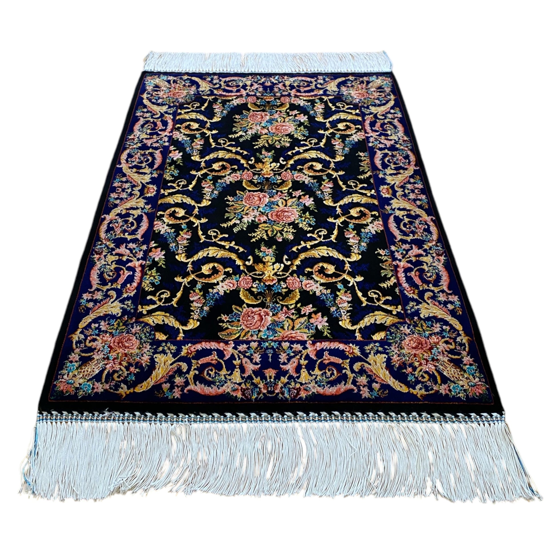 Floral Modal Silk Rug - Kilim Art Gallery
