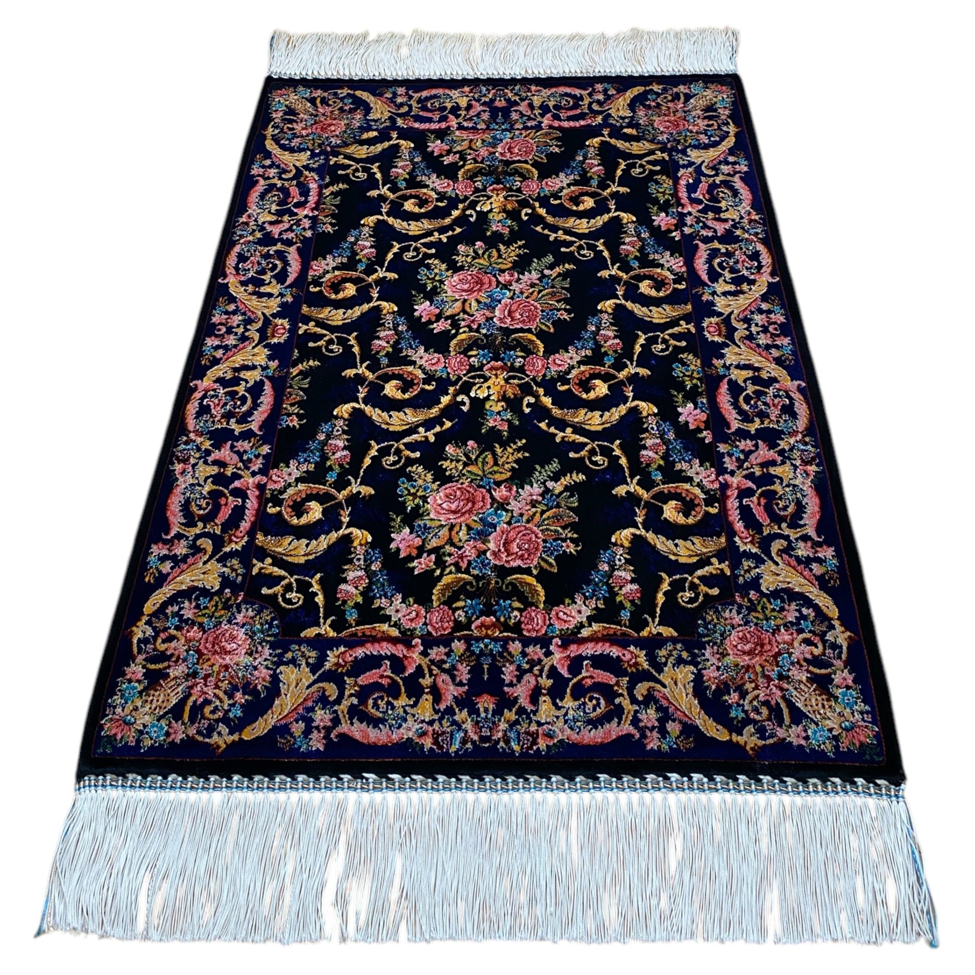 Floral Modal Silk Rug - Kilim Art Gallery