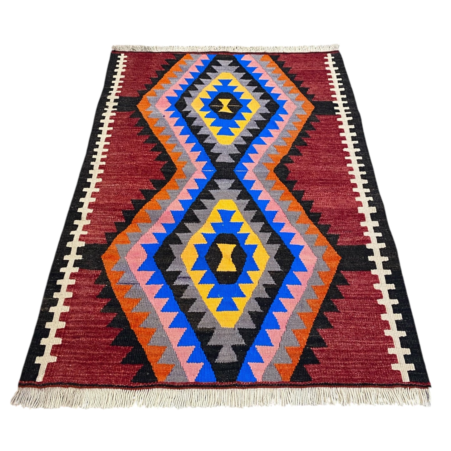 Geometric Aztec Design Kilim Rug - Kilim Art Gallery