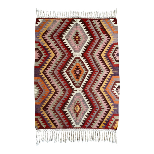 Geometric Aztec Design West Anatolian Barak Kilim Rug - Kilim Art Gallery