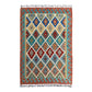 Geometric Design Hand Woven Wool Nomadic Tribal Kelim Rug - Kilim Art Gallery
