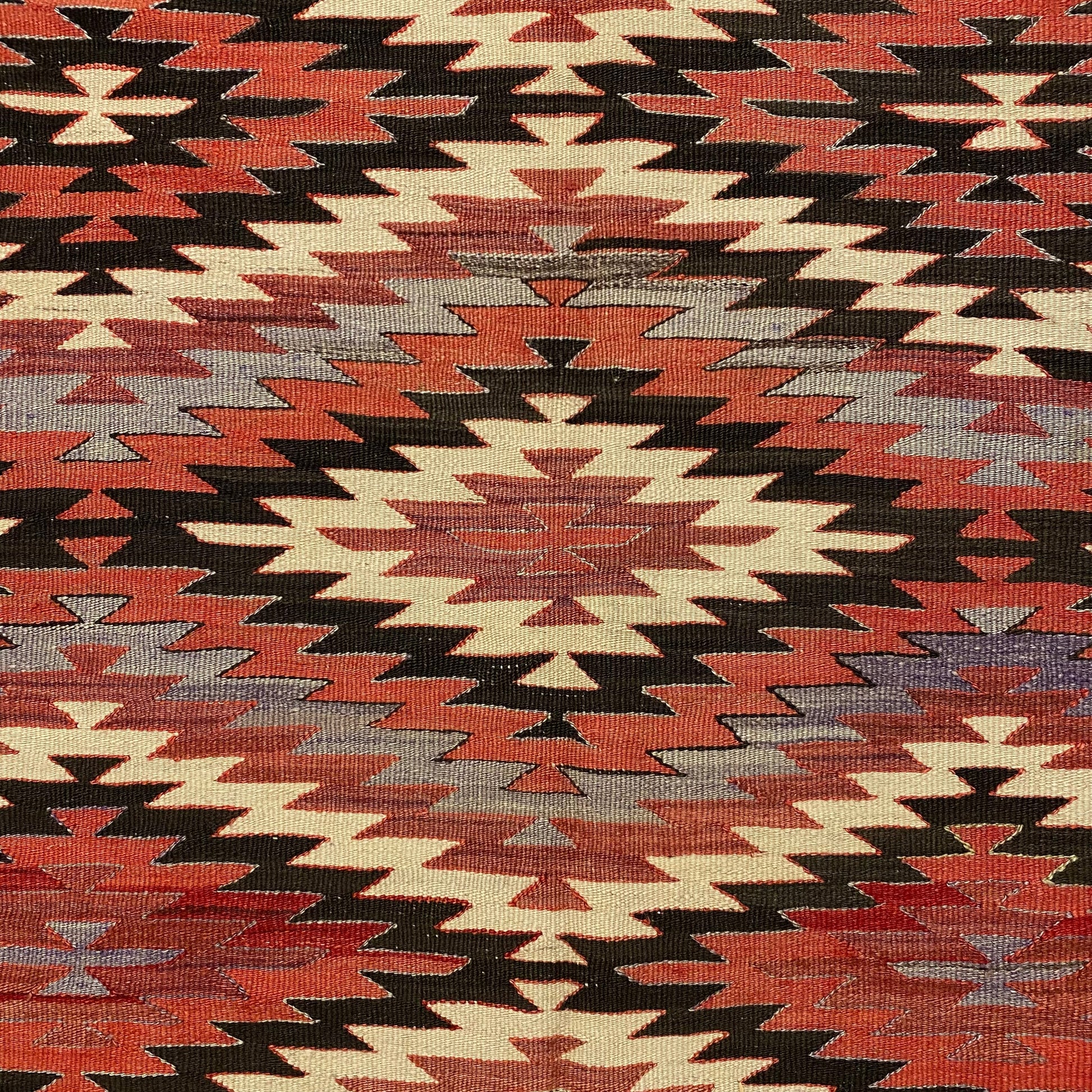 Geometric Navajo Eye Dazzler Design Kilim Rug Runner 4'x10' - Kilim Art Gallery