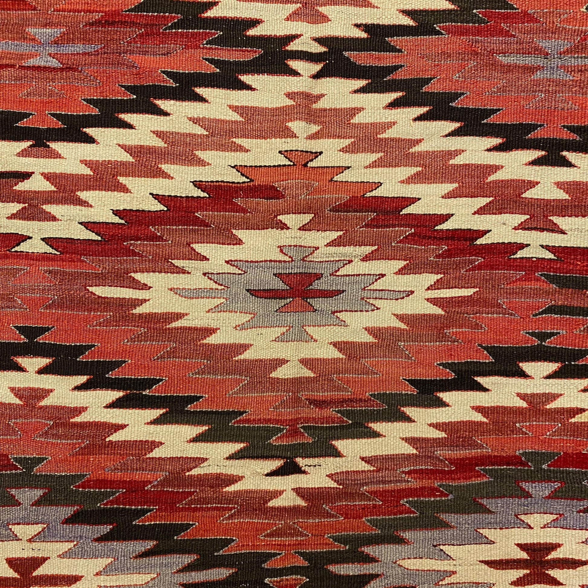 Geometric Navajo Eye Dazzler Design Kilim Rug Runner 4'x10' - Kilim Art Gallery