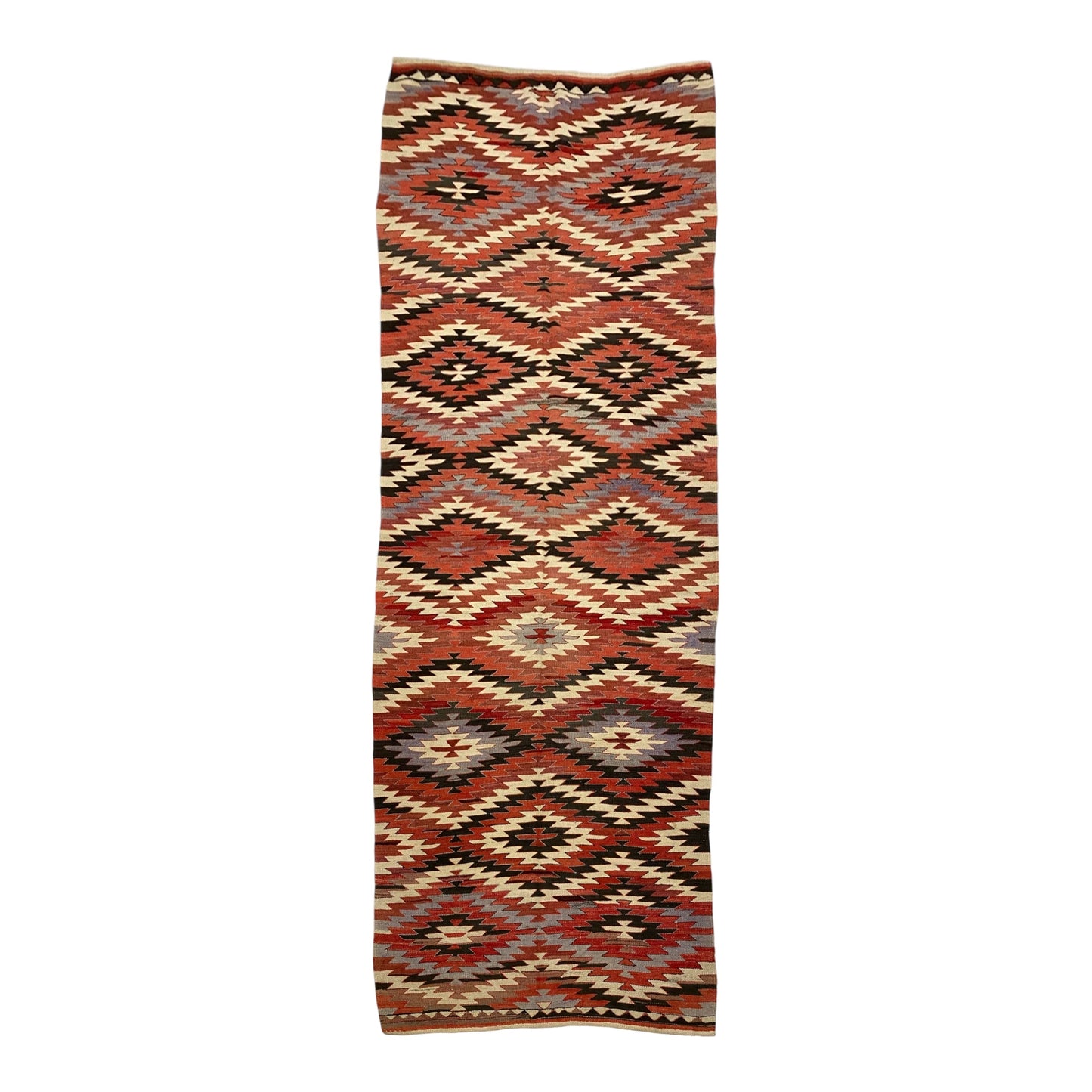 Geometric Navajo Eye Dazzler Design Kilim Rug Runner 4'x10' - Kilim Art Gallery