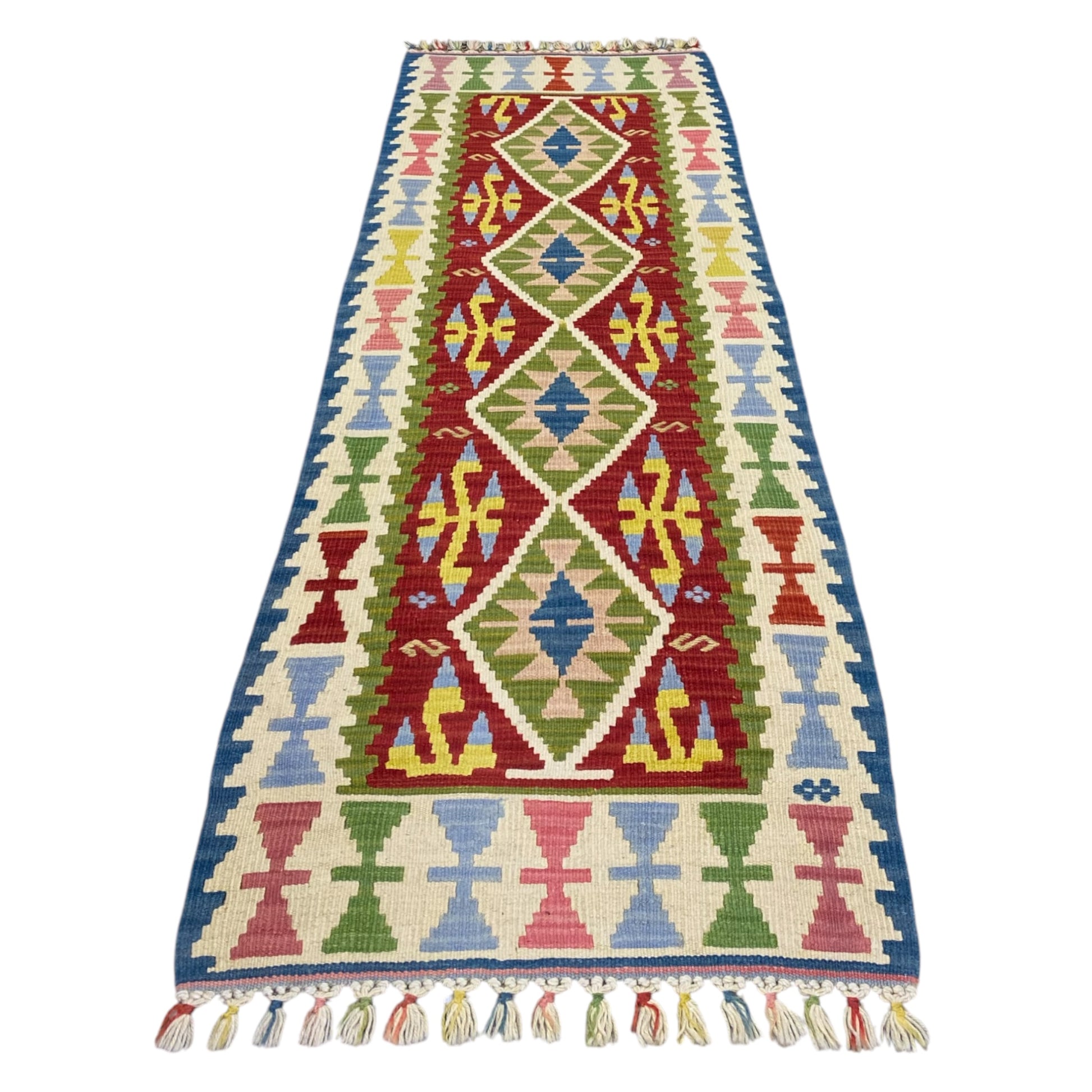 Green Kilim Runner Rug