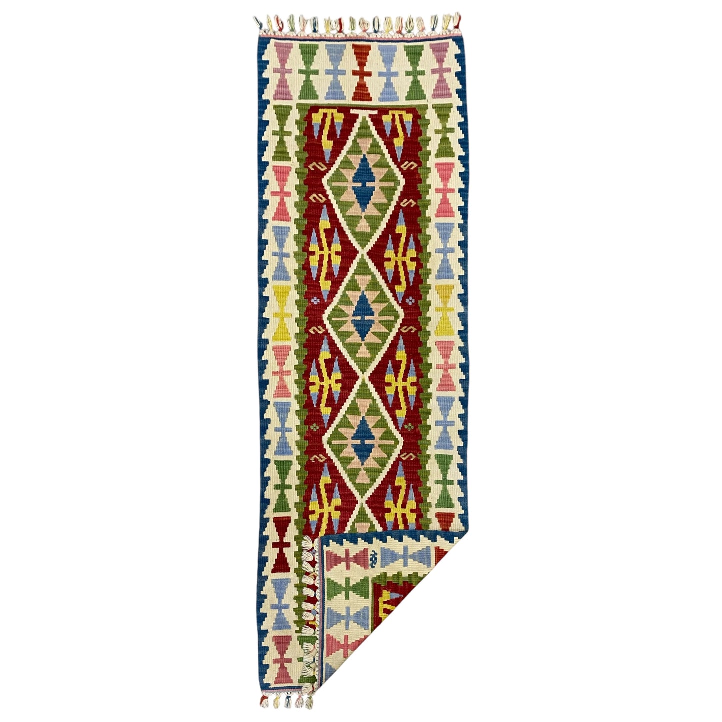 Green Kilim Runner Rug