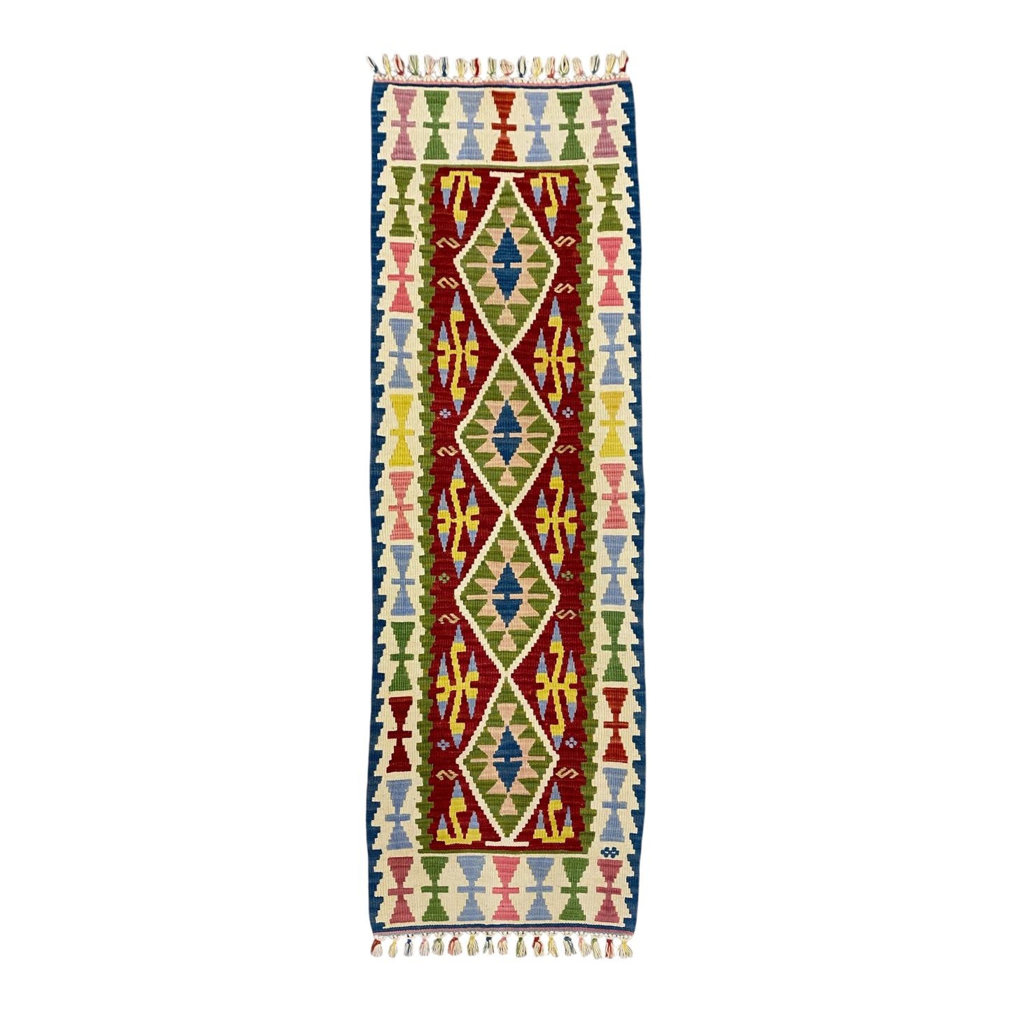 Green Kilim Runner Rug