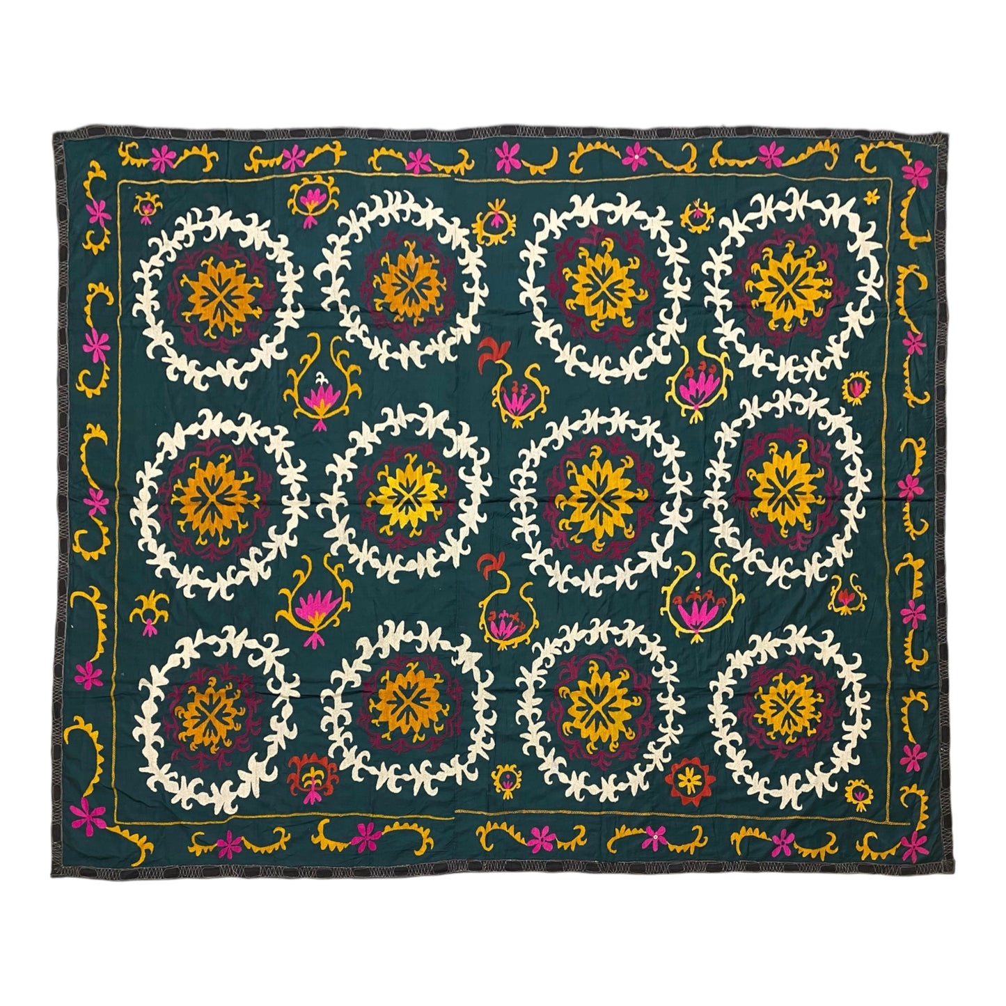 Green Kyrgyz Suzani Bedspread / Wall Hanging - Kilim Art Gallery