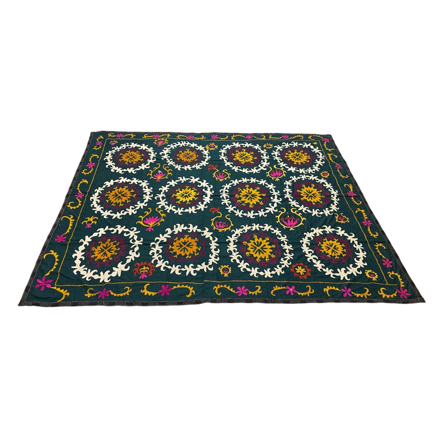 Green Kyrgyz Suzani Bedspread / Wall Hanging - Kilim Art Gallery